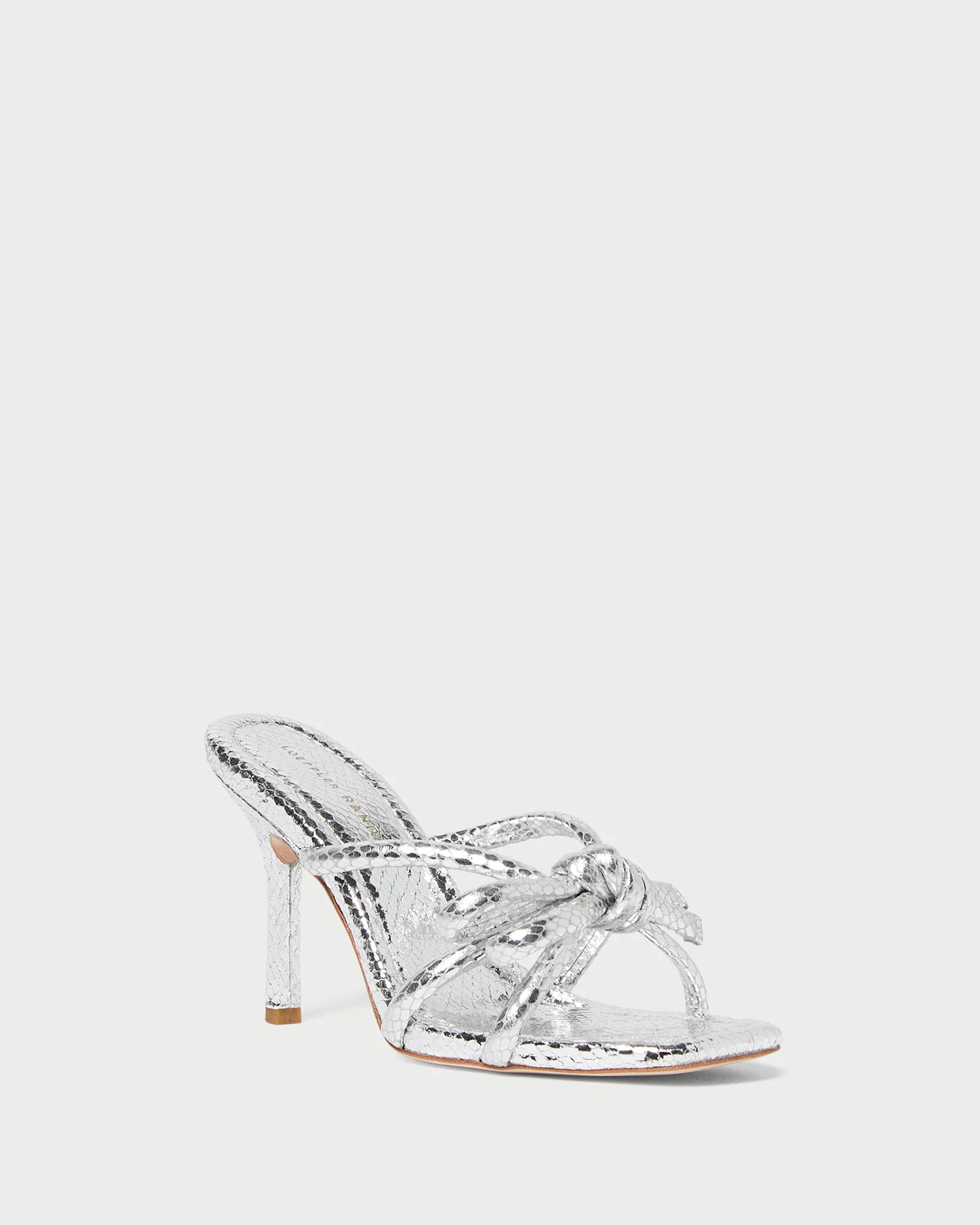 Loeffler Randall | Margi Silver Bow Heel l Heeled Sandals l Footwear