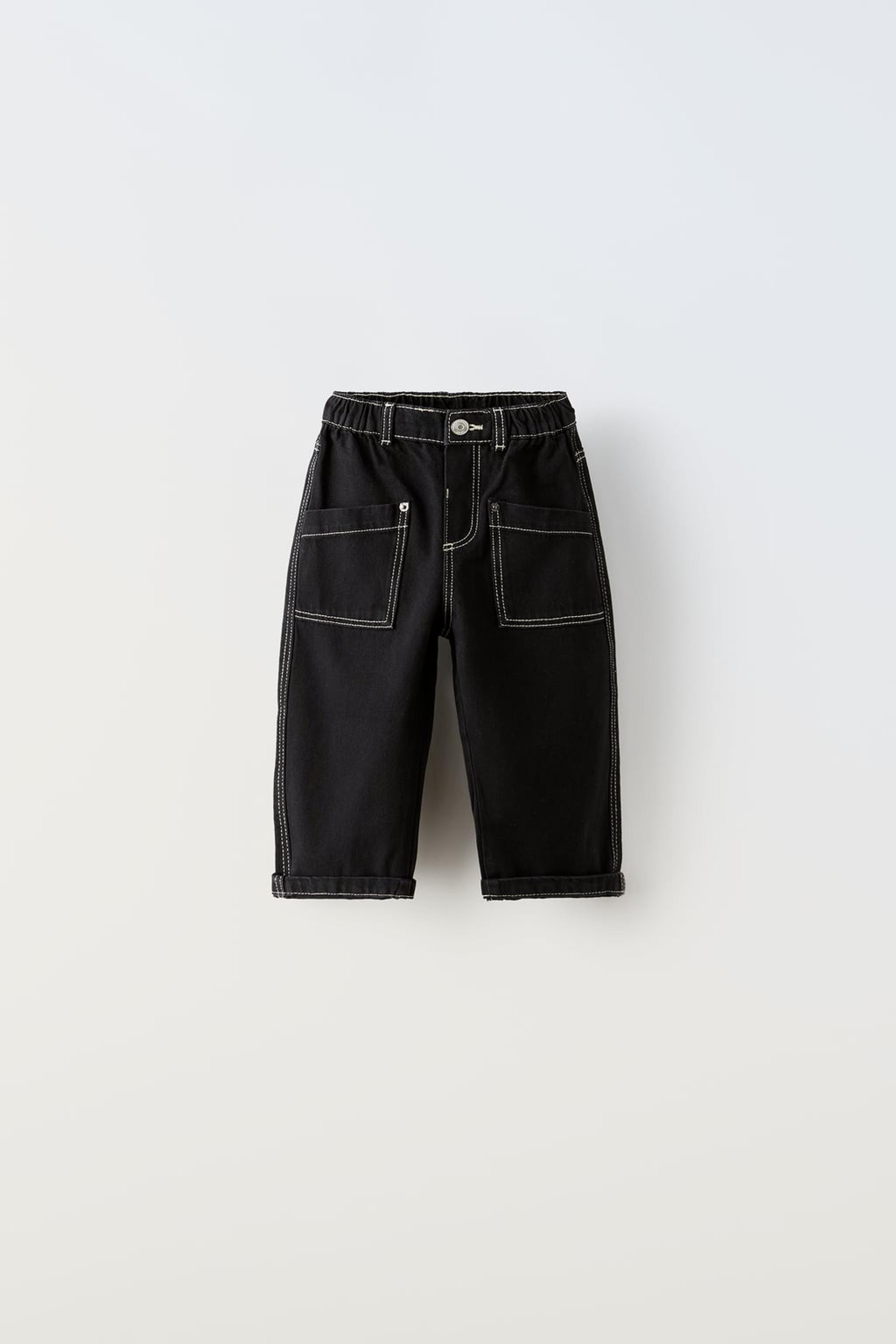 CONTRAST TOPSTITCHING JEANS - Black | ZARA United States