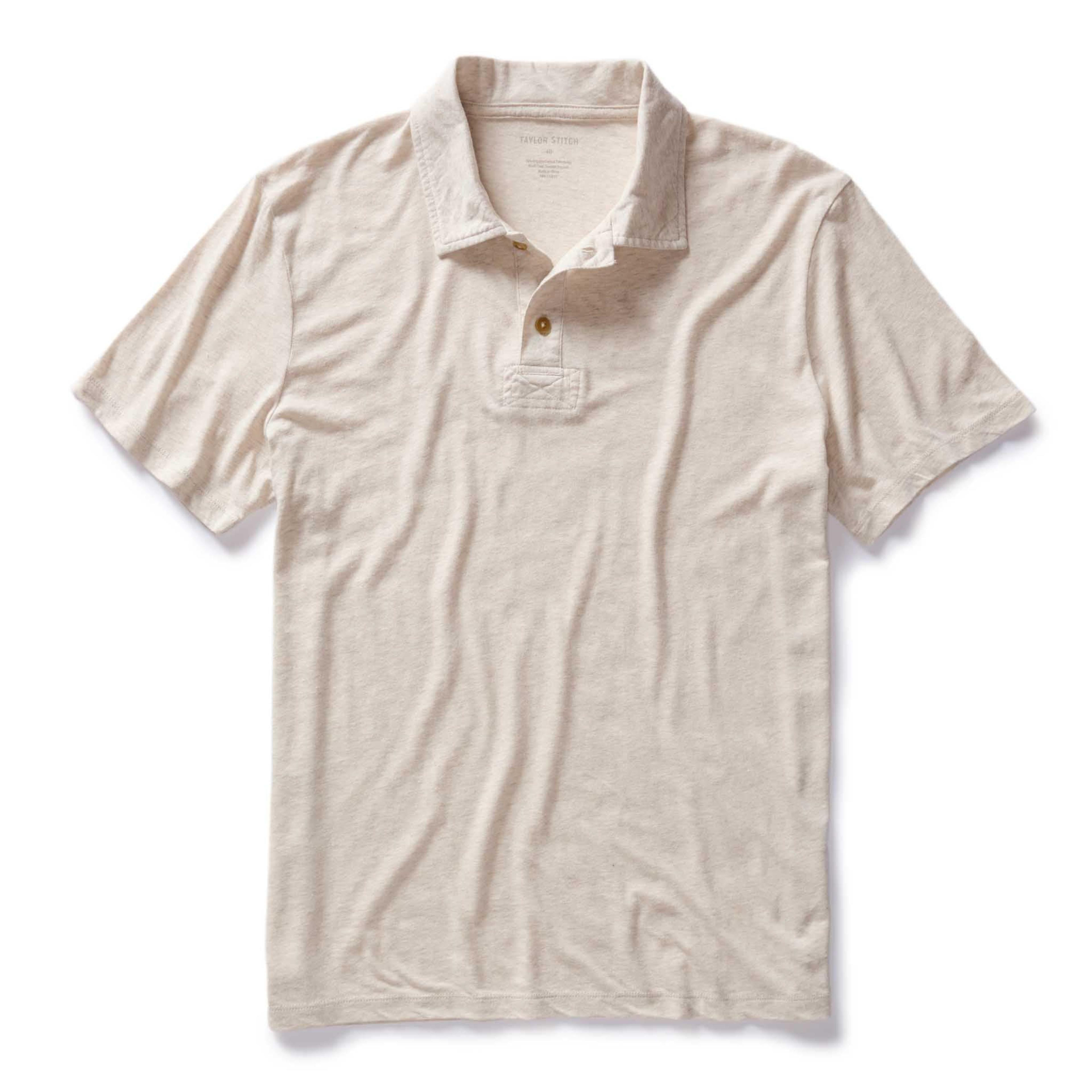 The Cotton Hemp Polo in Heather Oat | $58