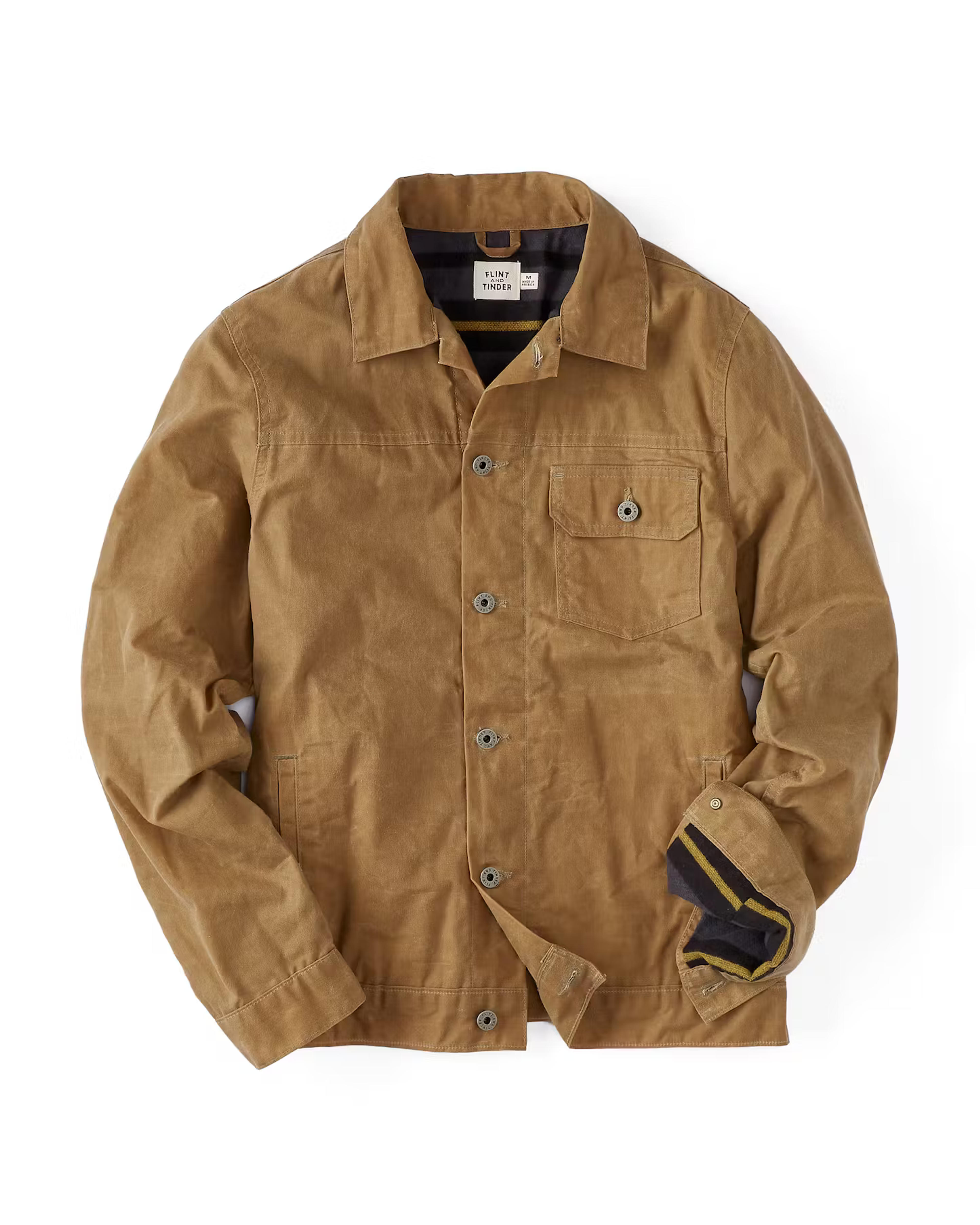 Flint and Tinder Flannel-Lined Waxed Trucker Jacket - Field Tan | Waxed Jackets | Huckberry