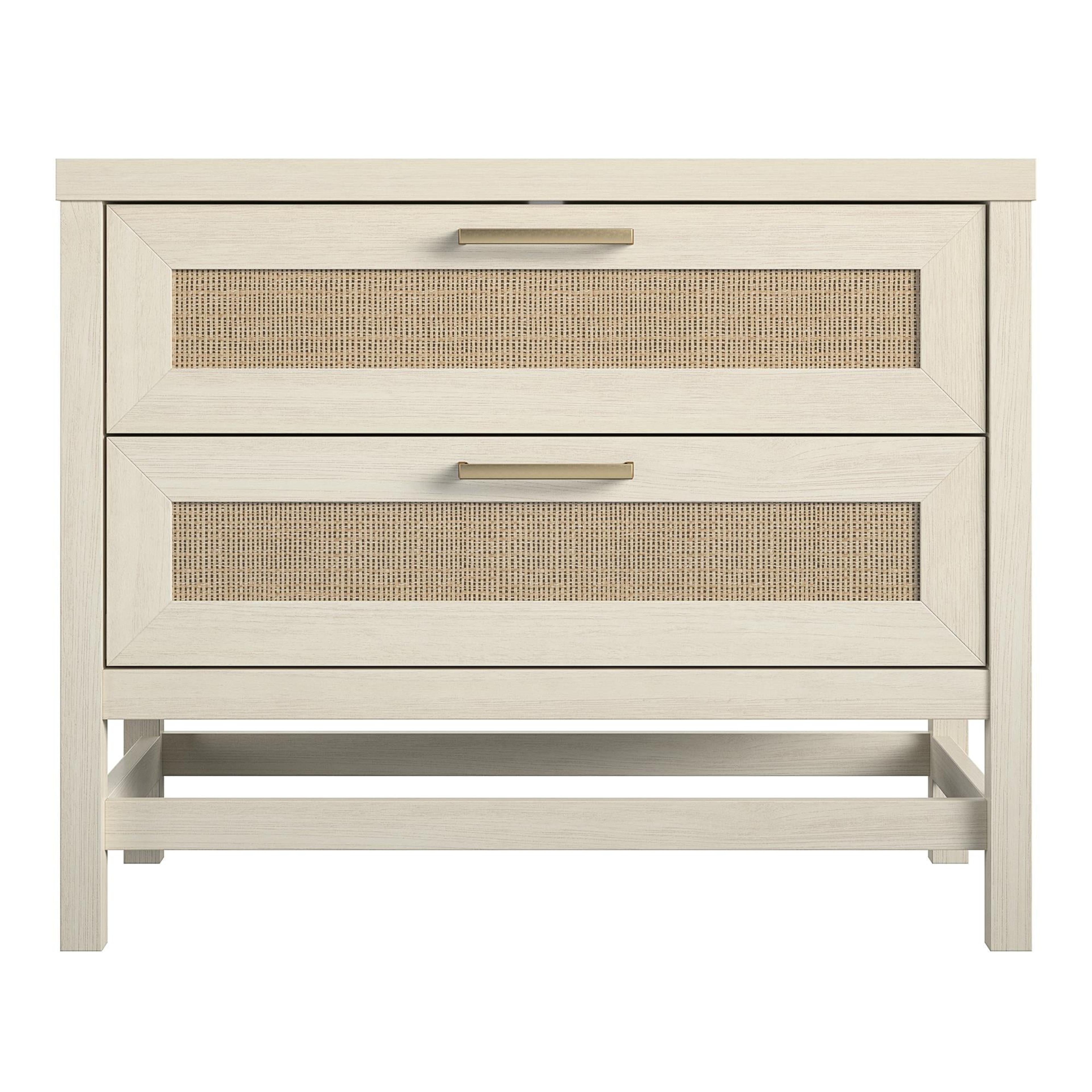 Lennon 2 Drawer Wide Nightstand with Faux Rattan