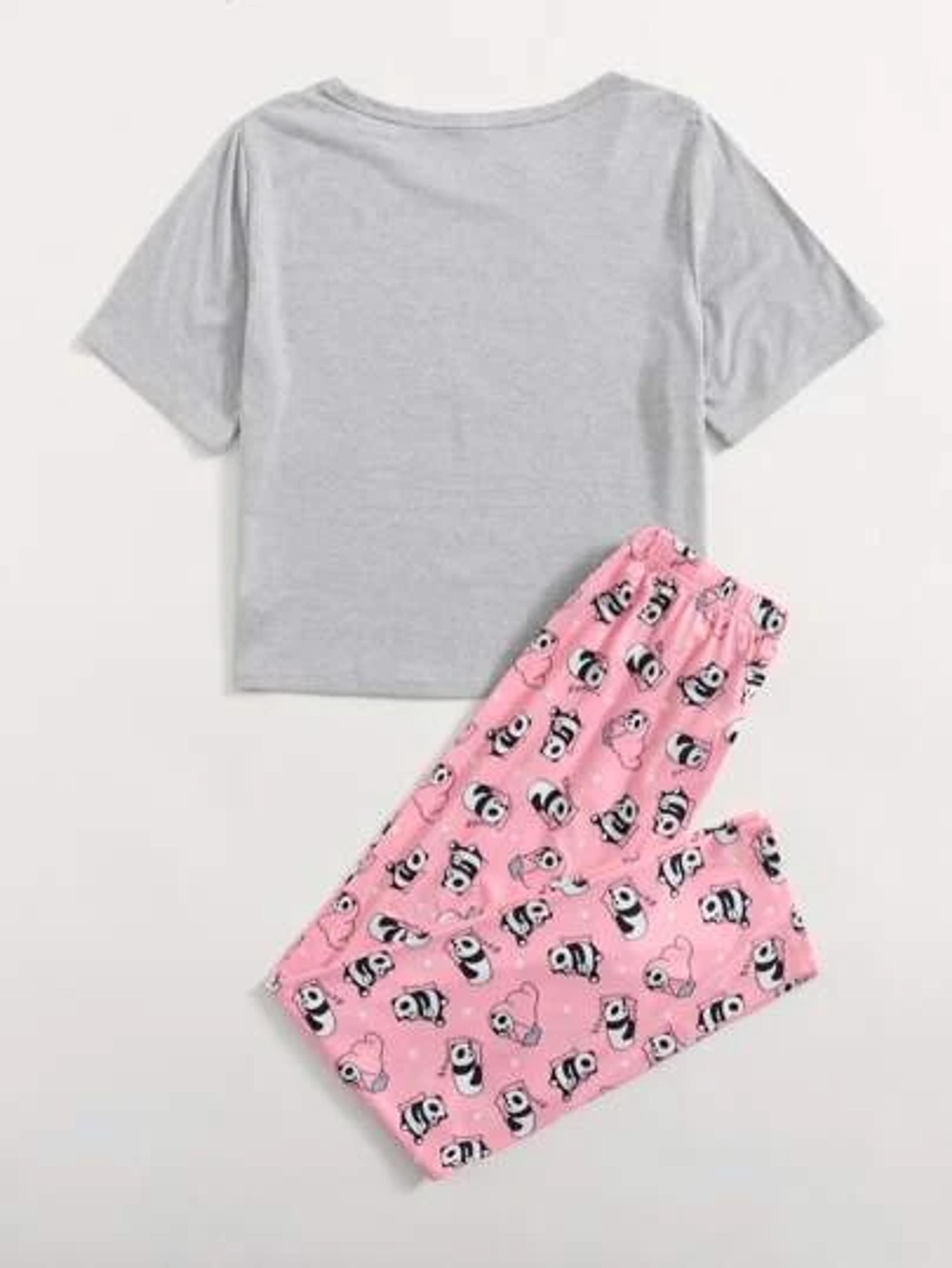 Cartoon Panda Print Pyjama Set | SHEIN UK