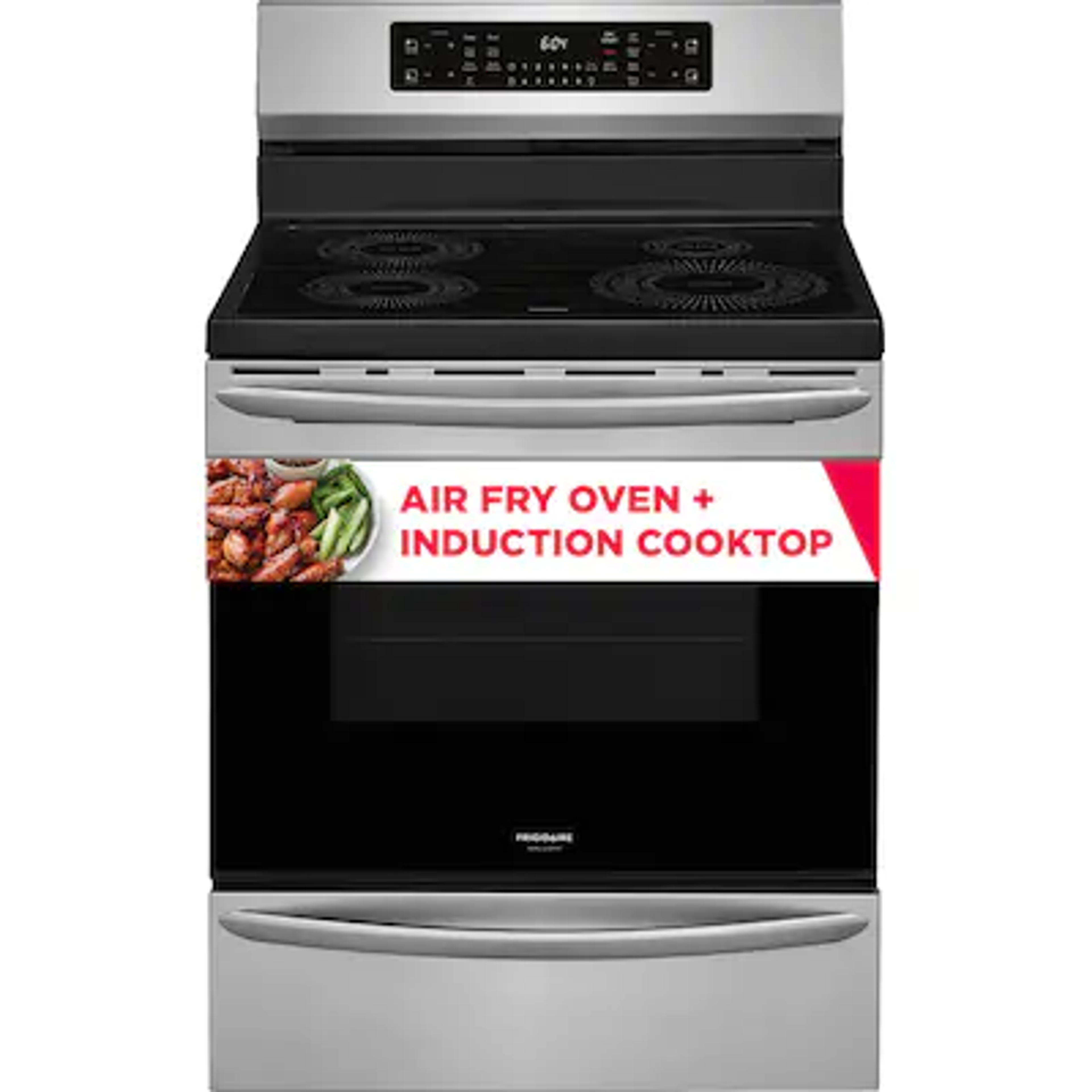 Frigidaire Gallery 30-in 4 Elements Self-cleaning and Steam Cleaning Air Fry Convection Oven Freestanding Induction Range (Smudge-proof Stainless Steel) in the Single Oven Induction Ranges department at Lowes.com