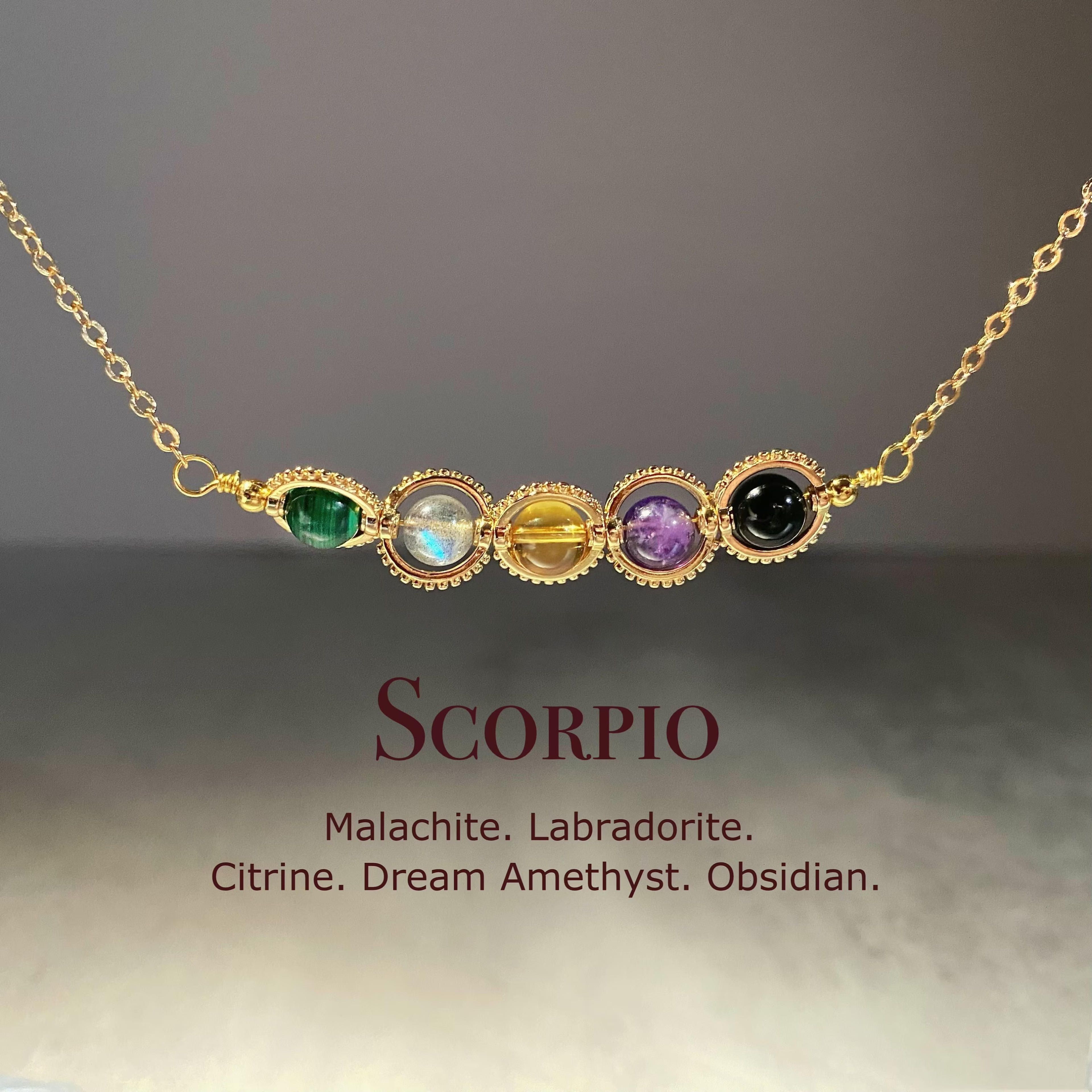 Scorpio Crystal Necklace Handmade Zodiac Necklace