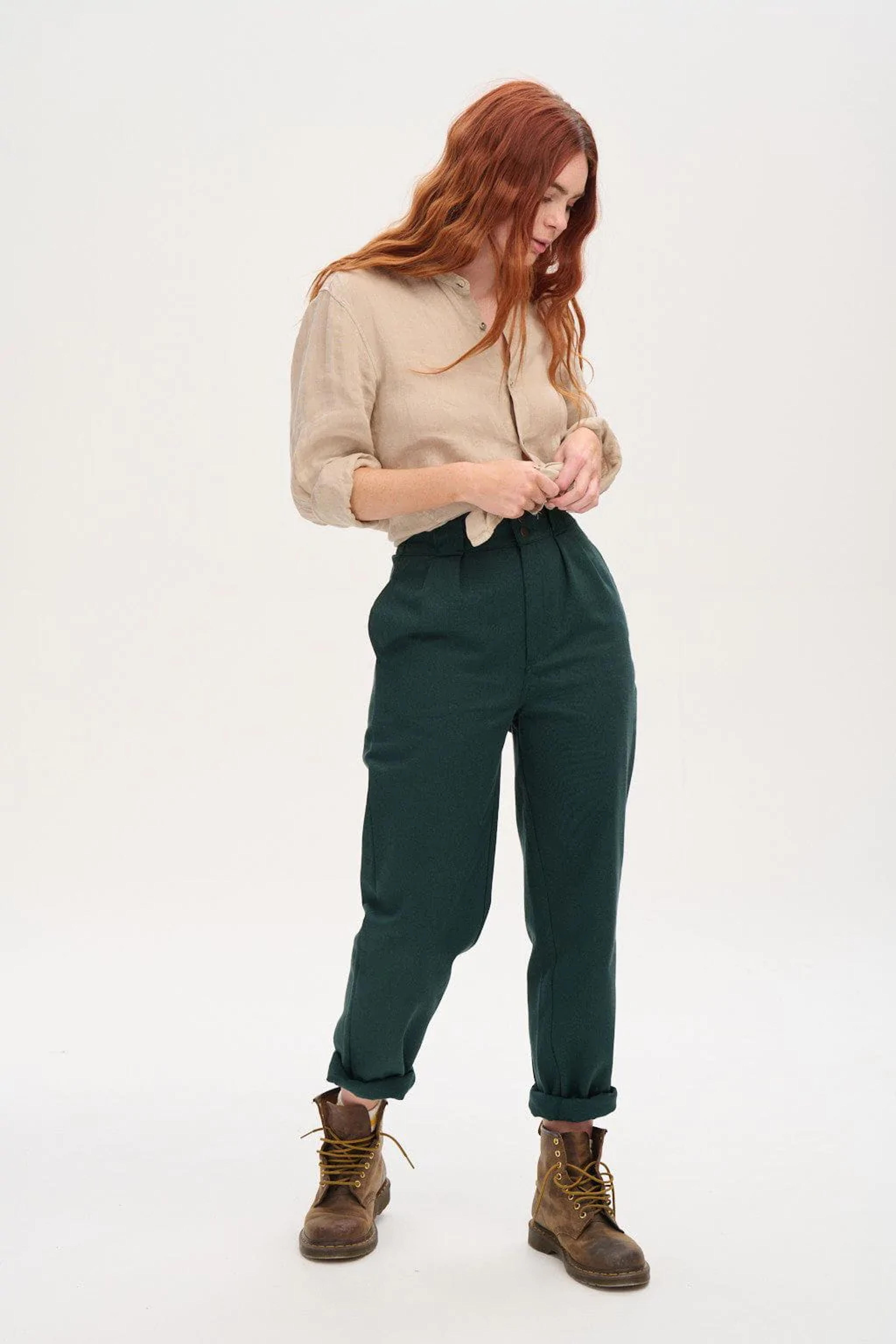 Addison Jeans: ORGANIC TWILL - Posy Green