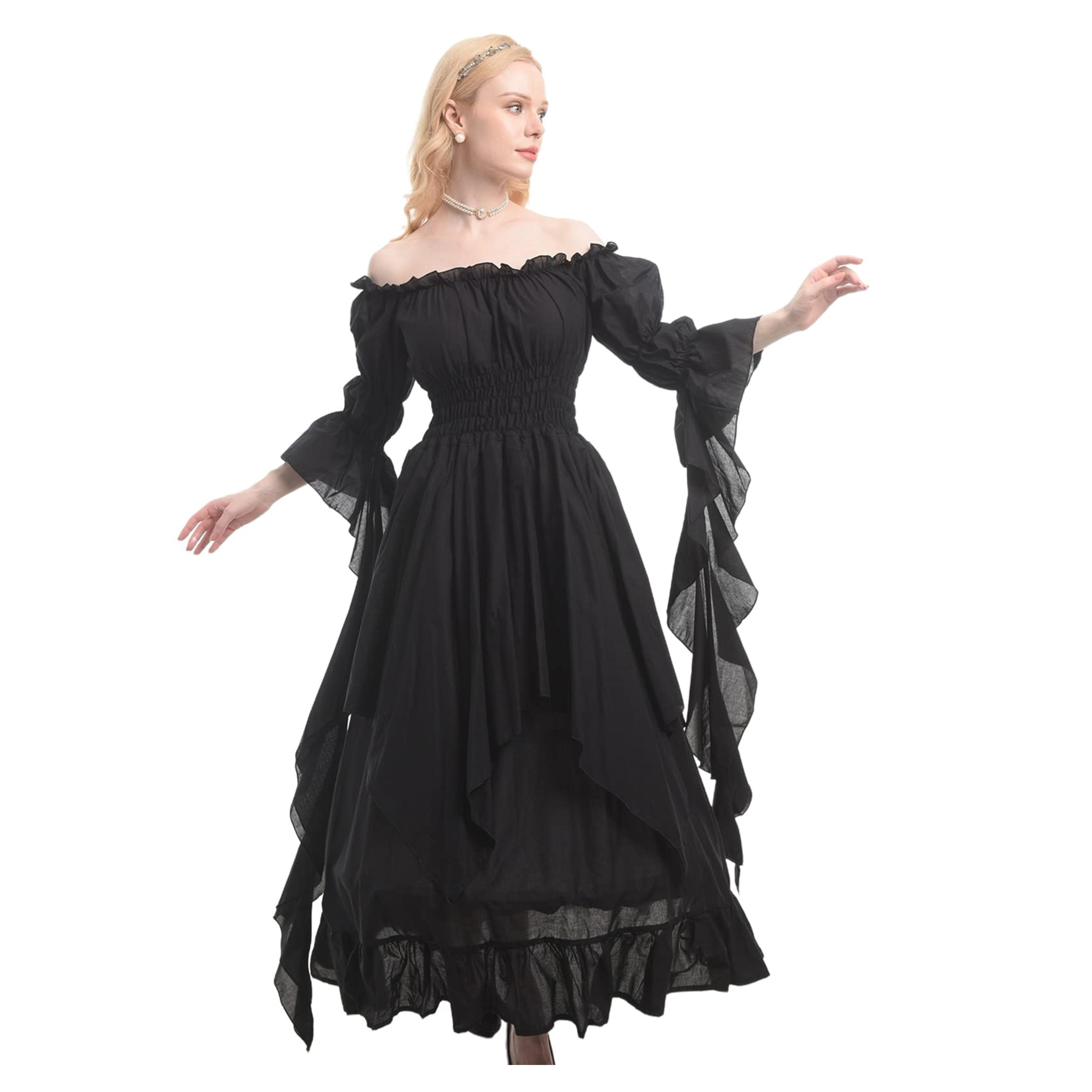 Amazon.com: NSPSTT Victorian Dress Renaissance Costume Women Gothic Witch Dress Medieval Wedding Dress(XXL/3XL, Black) : Clothing, Shoes & Jewelry