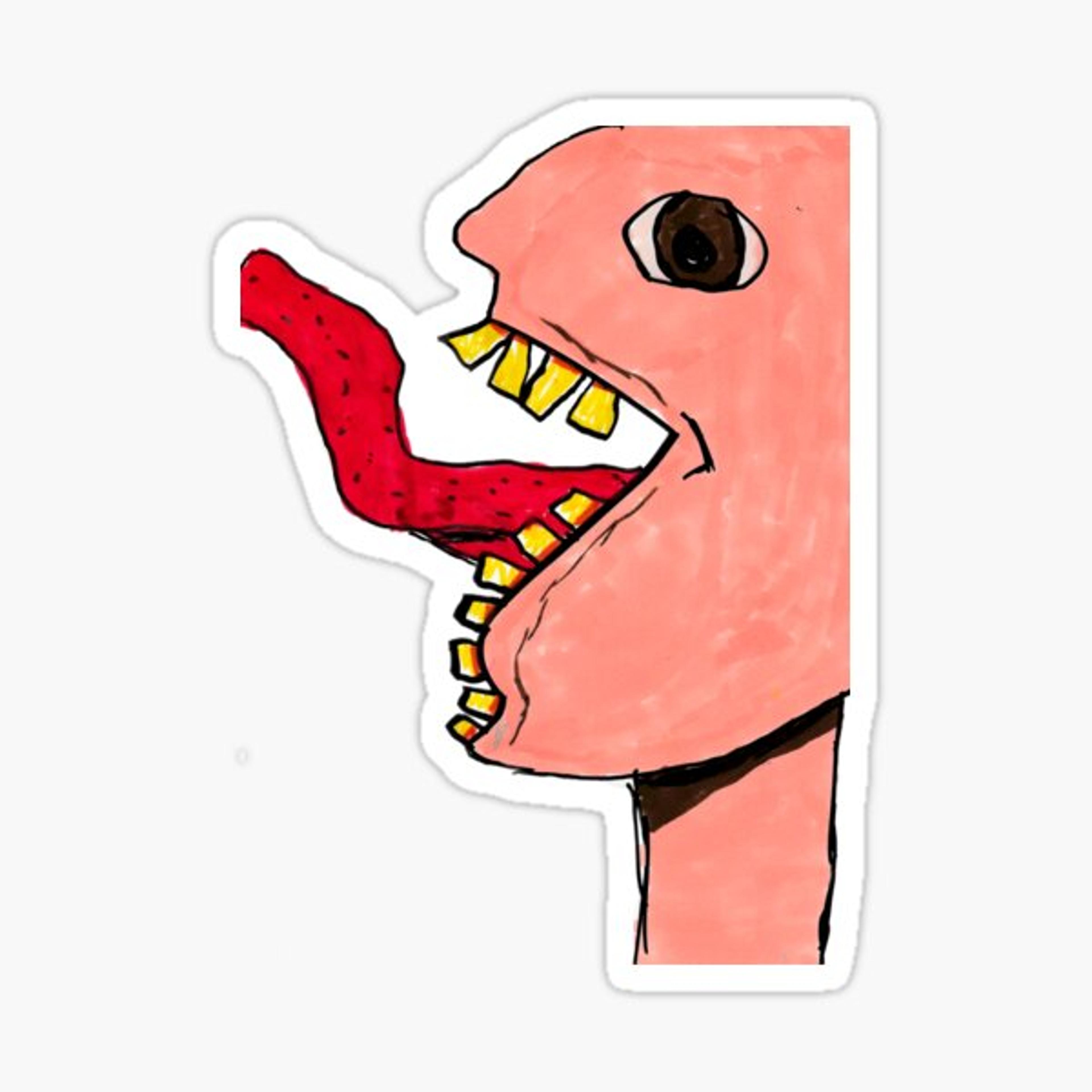 Jaw-Dropping Tongue: The Unsettling Figure - Original Drawing Only Here Stickers and More Sticker by DuskGallery