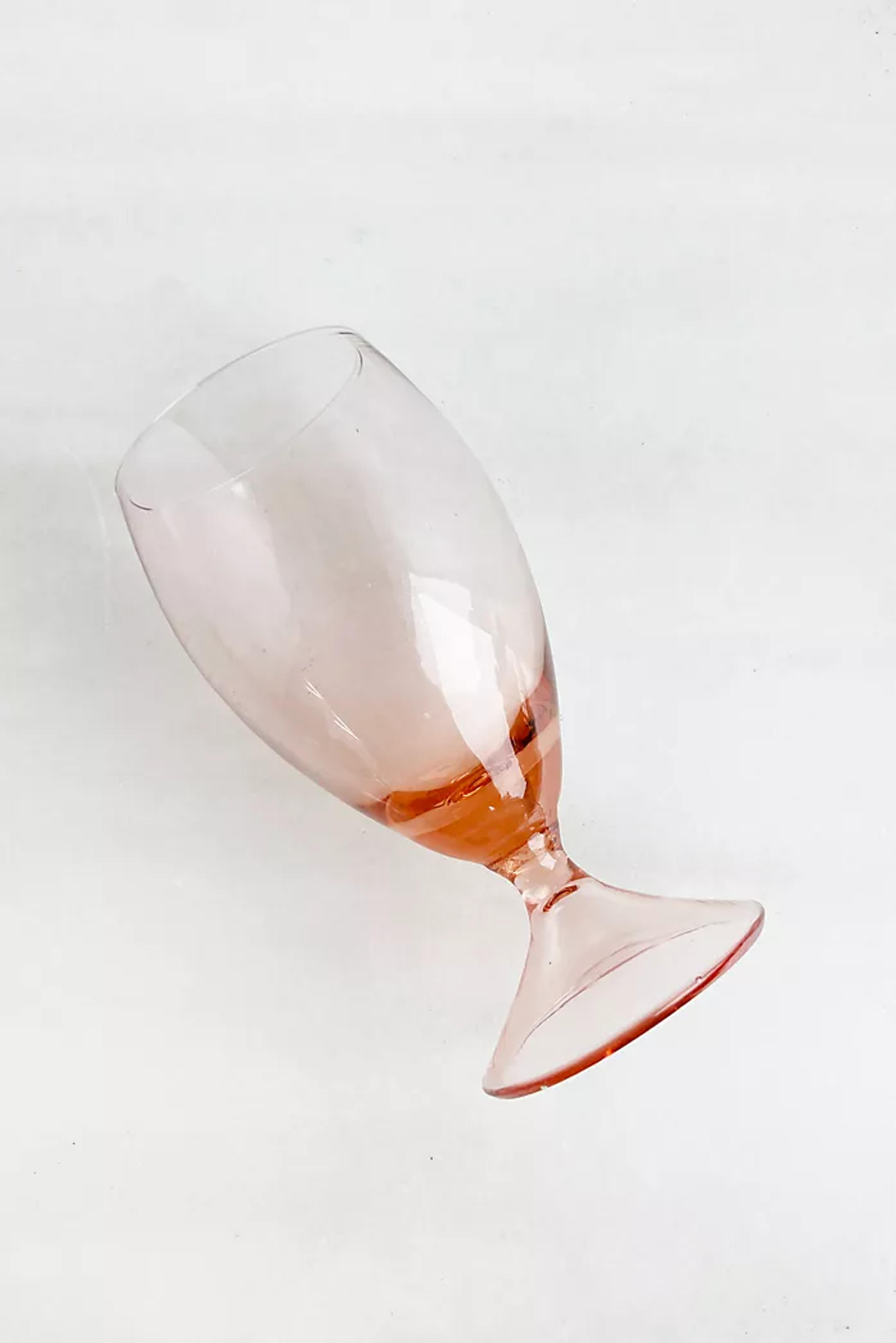 Old Flame Candle Co. Vintage Pink Rose Empoli Wine Glasses | Anthropologie