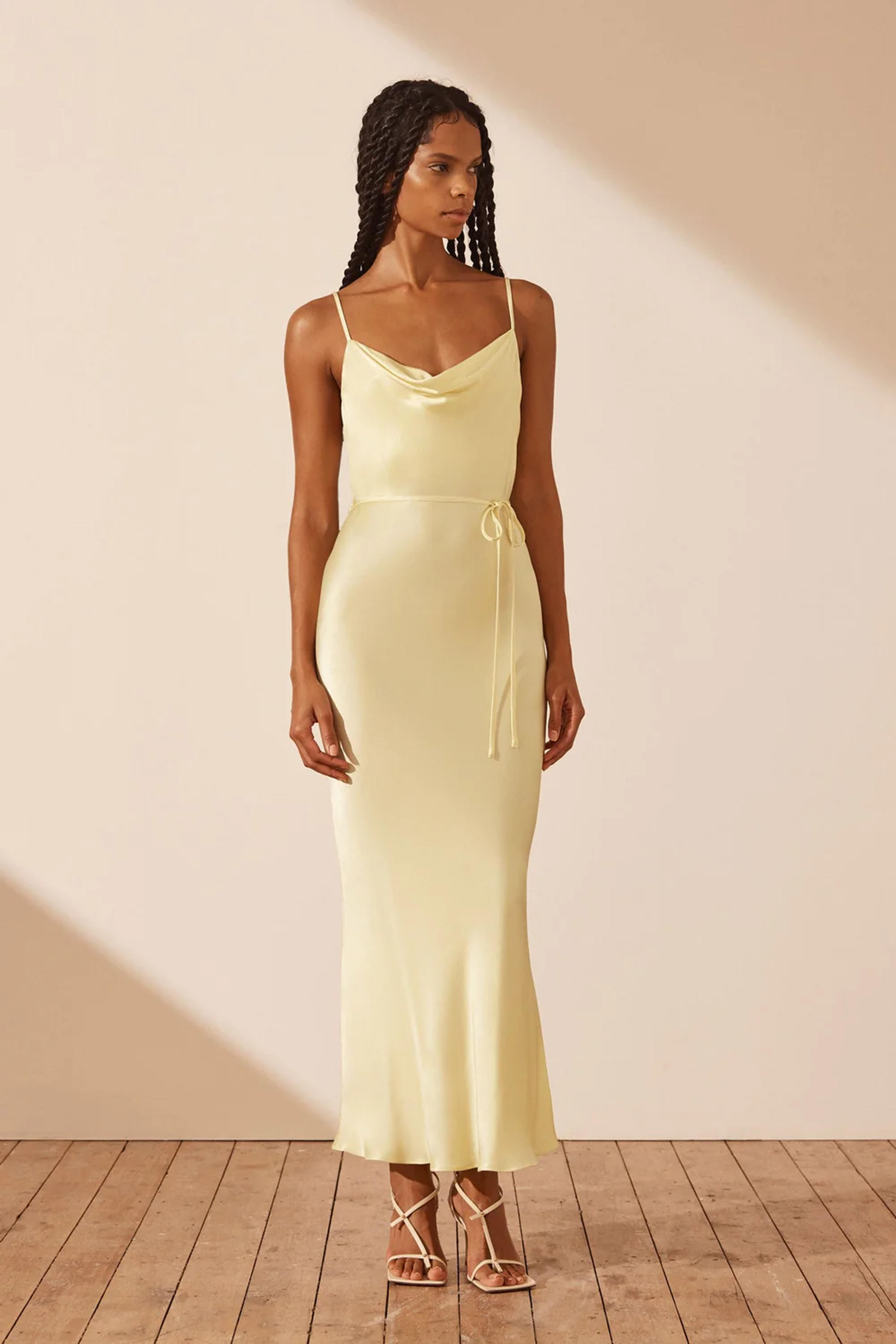 La Lune Bias Cowl Midi Dress | Lemon | Dresses | Shona Joy – Shona Joy International