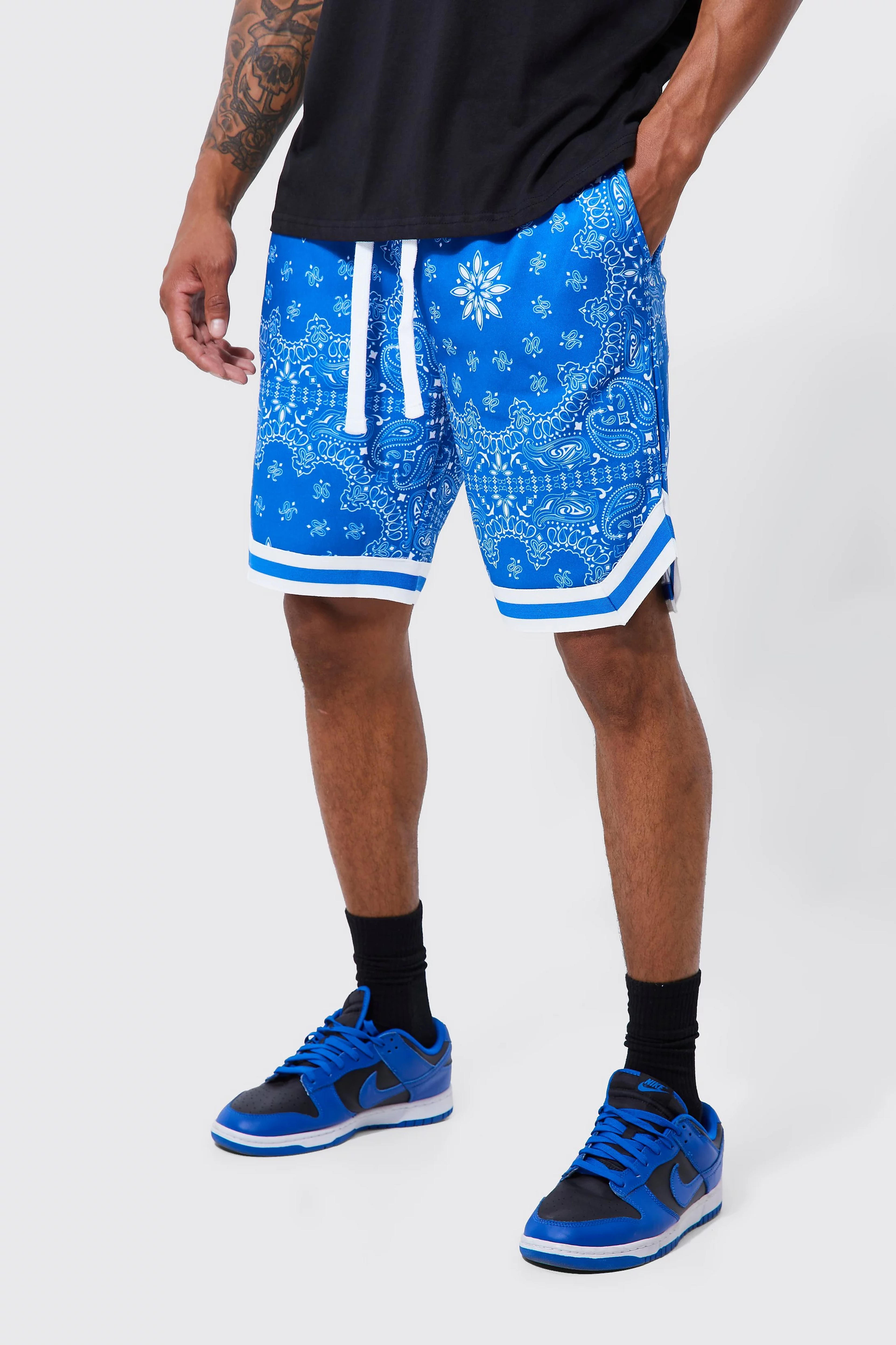 Basketball Bandana Short With Sports Rib | boohooMAN USA