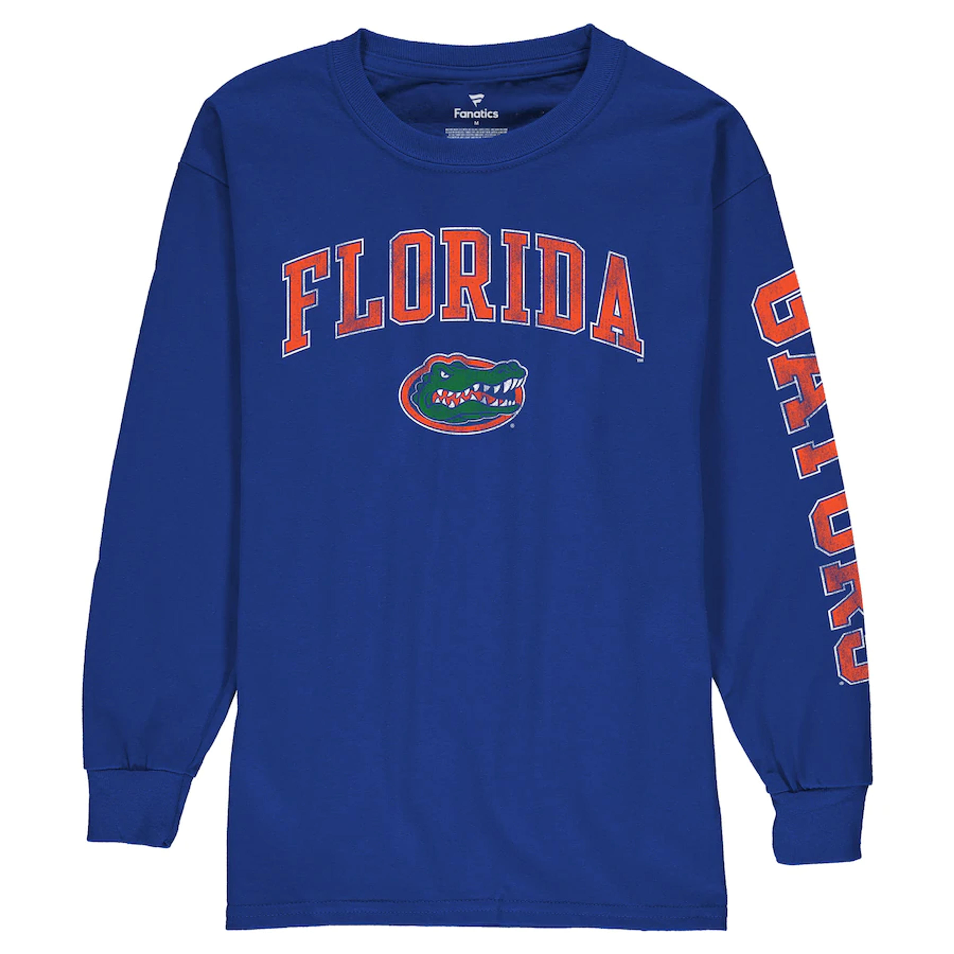 Youth Fanatics Branded Royal Florida Gators Distressed Arch Over Logo Long Sleeve T-Shirt