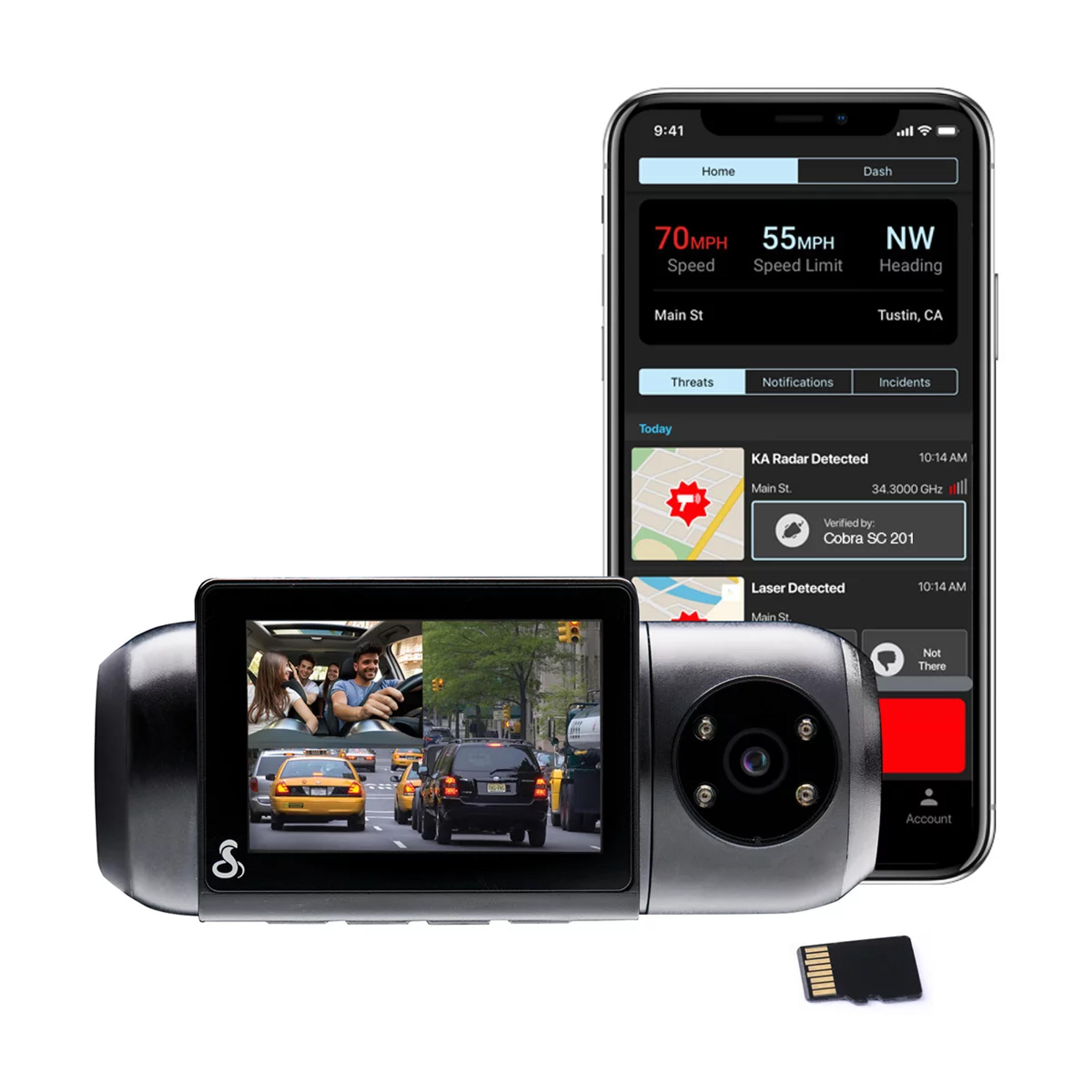 Cobra - SC 201 Dual-View Smart Dash Camera with Built-In Cabin-View l 1080P Resolution l With Night Vision and Real-Time Driver Alerts - Walmart.com