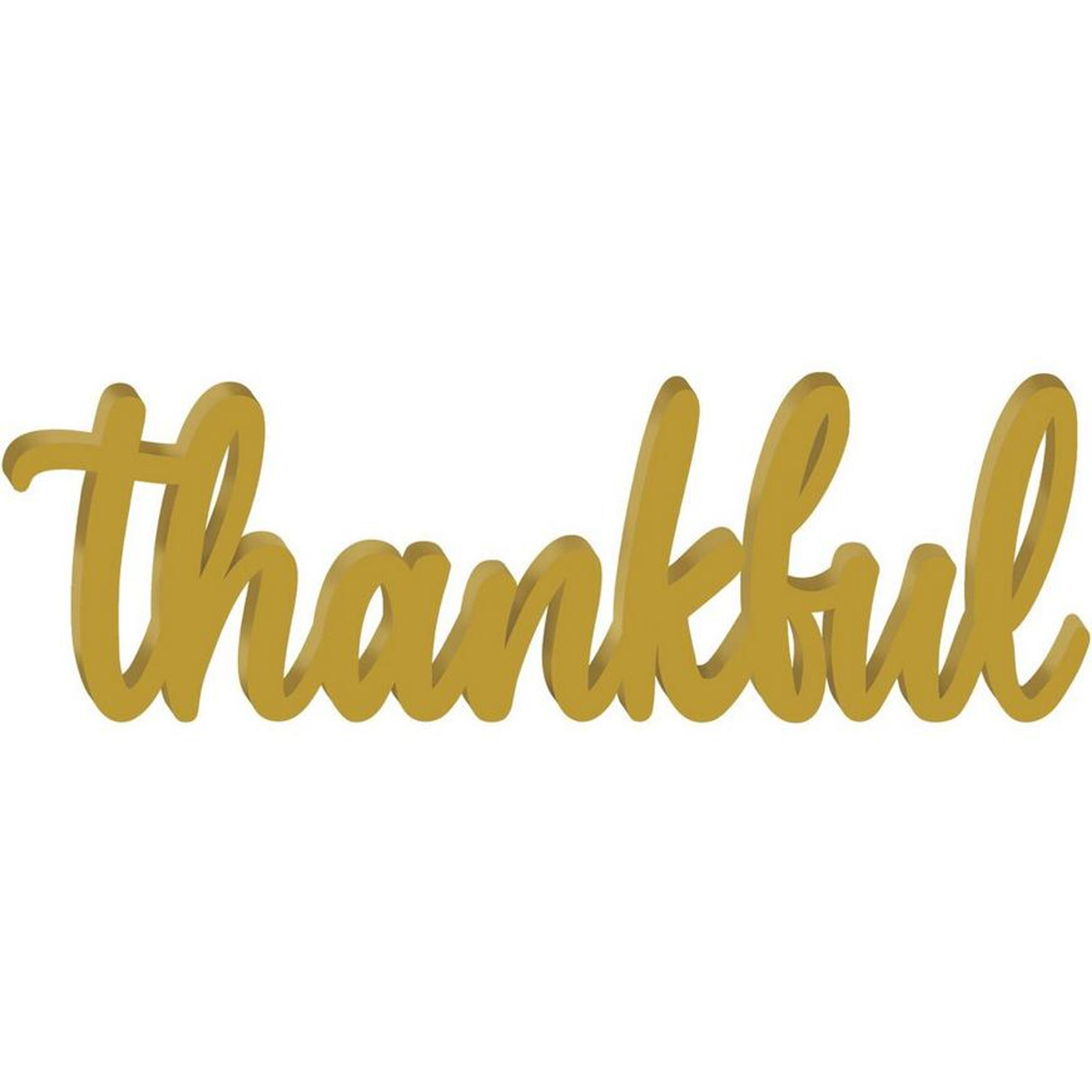 Golden "Thankful" Standing MDF Table Decoration, 15.5in x 4.5in | Party City