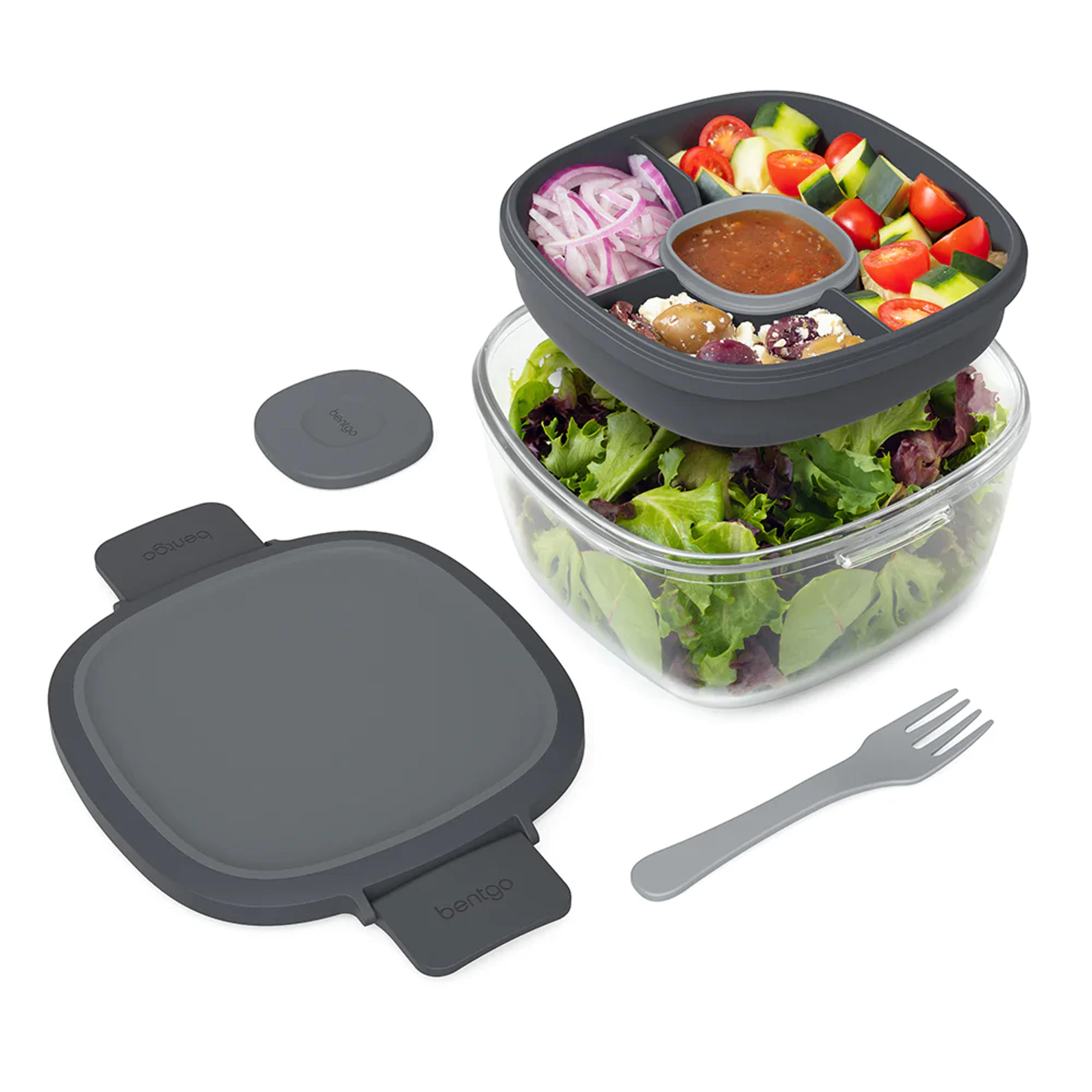 Bentgo Glass Leak-Proof Salad Container - Dark Gray