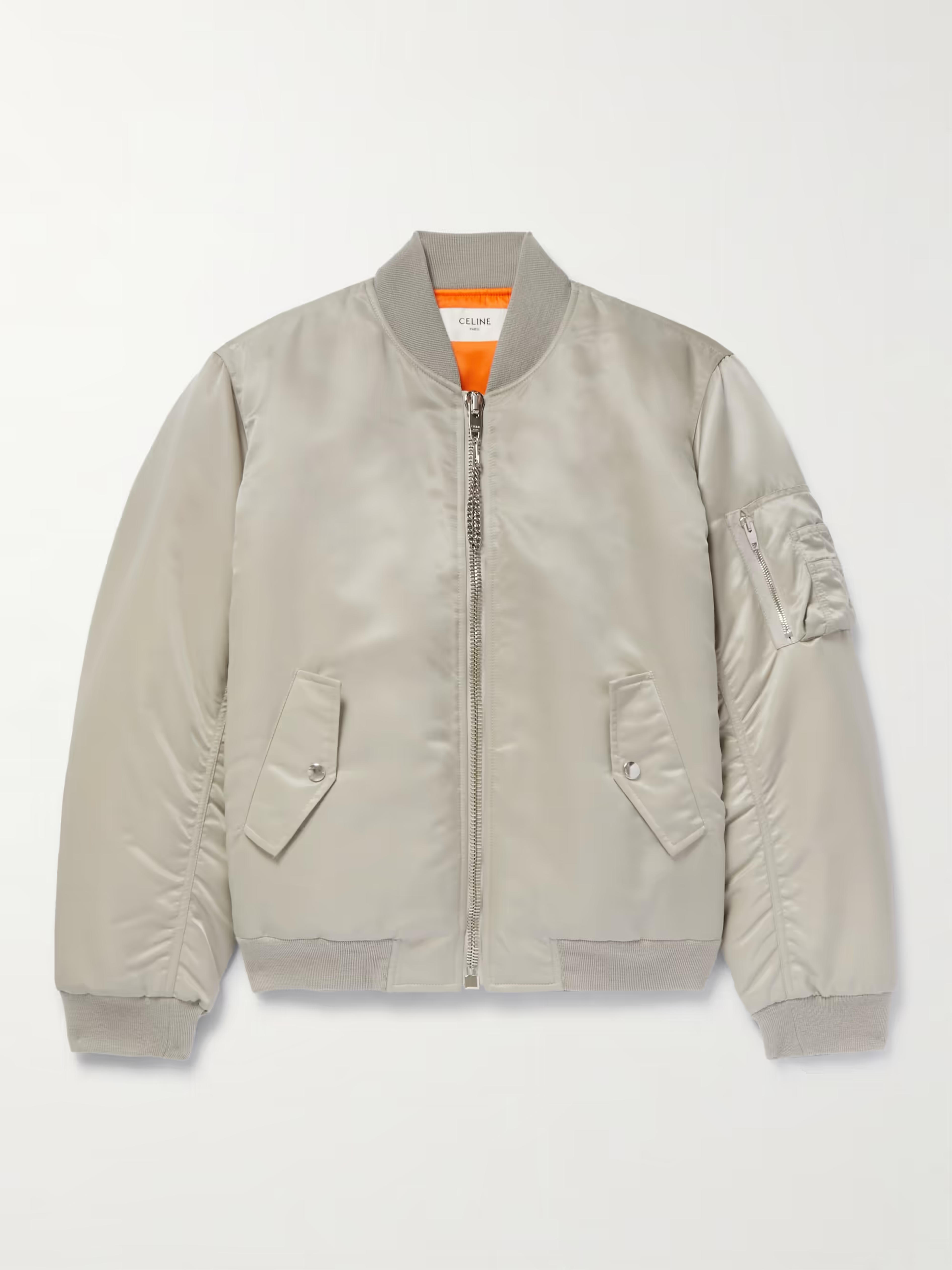 CELINE HOMME Logo-Print Chain-Embellished Nylon Bomber Jacket | MR PORTER