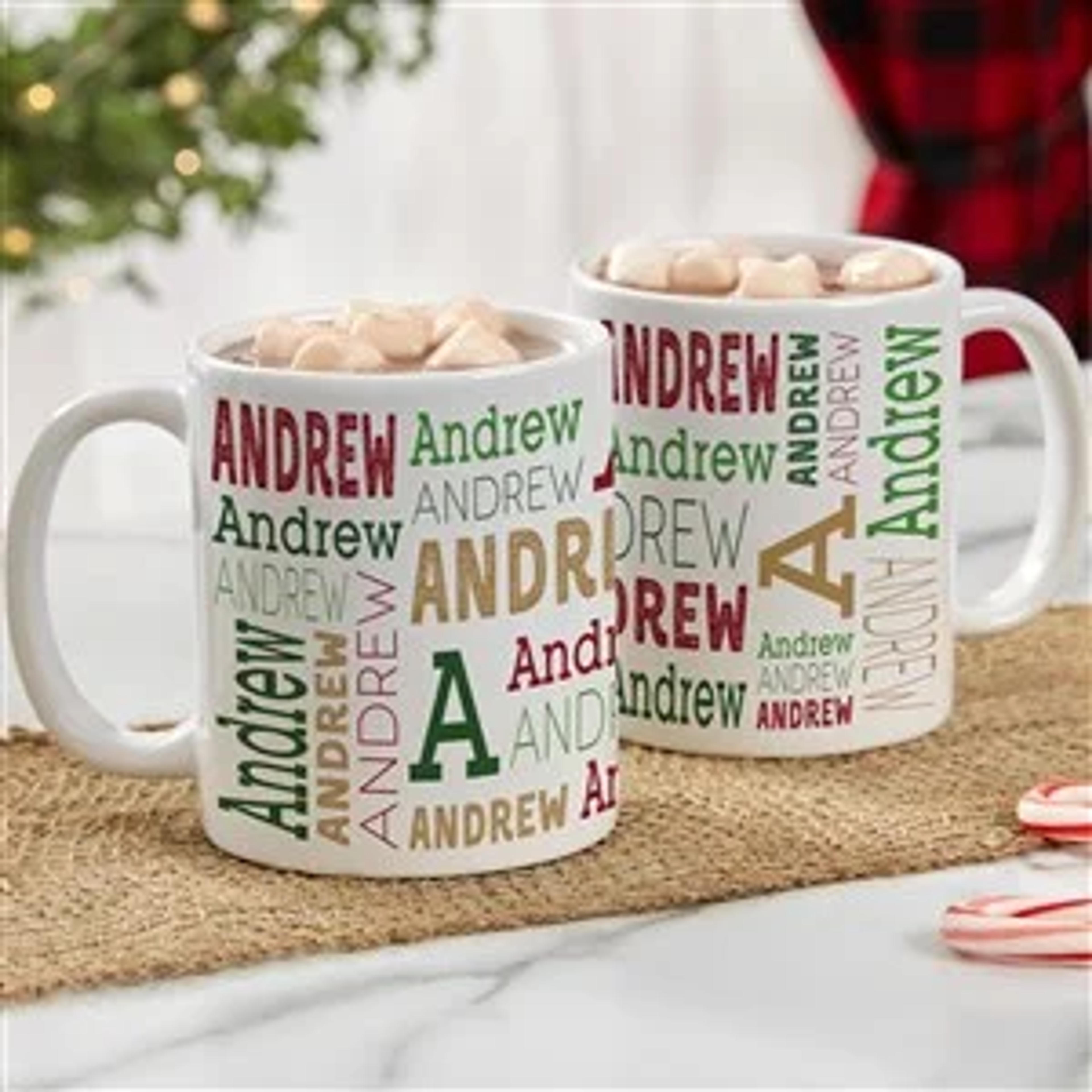 Christmas Repeating Name Personalized Coffee Mugs