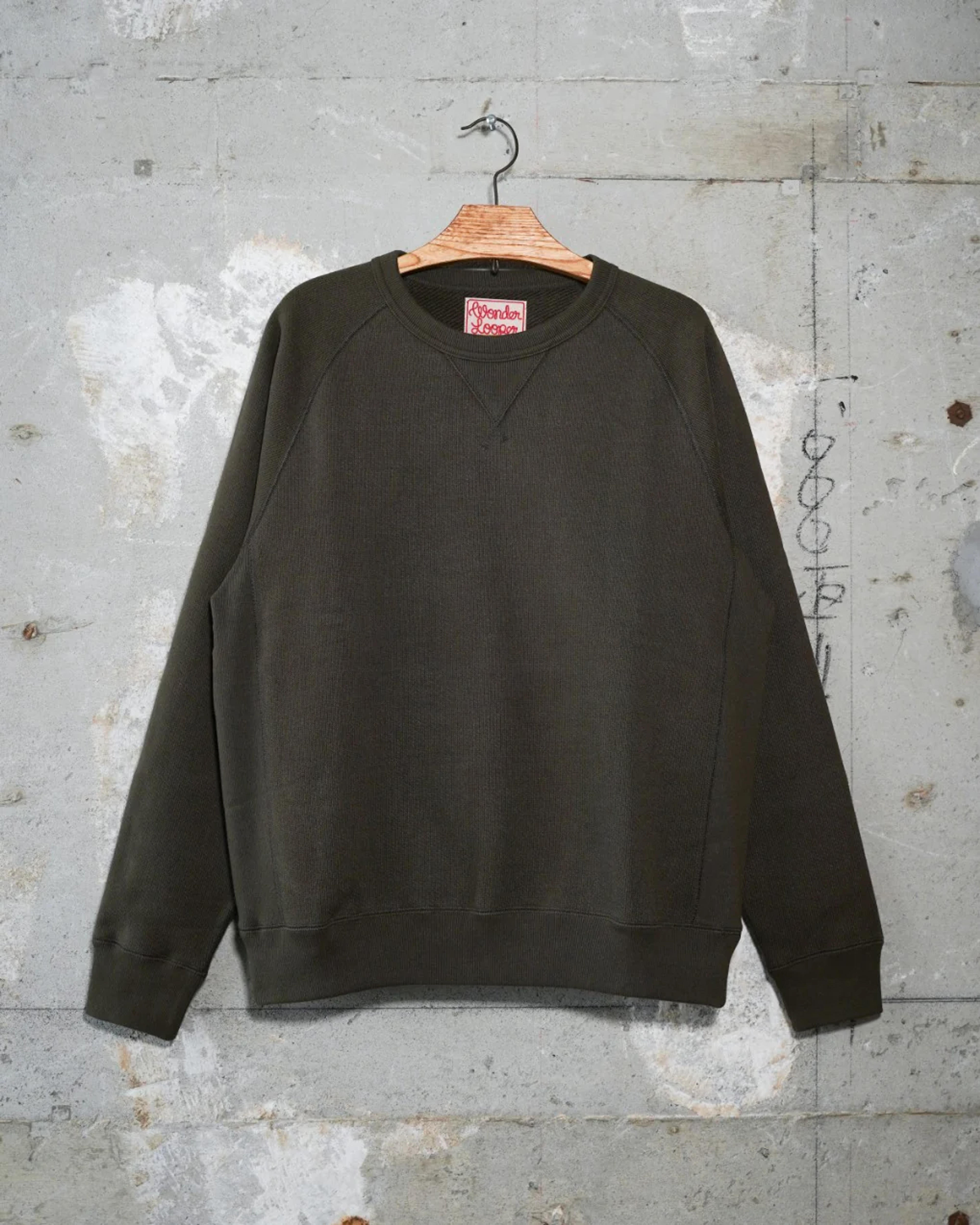 Pullover Crewneck - 701gsm Double Heavyweight French Terry - Khaki – Wonder Looper