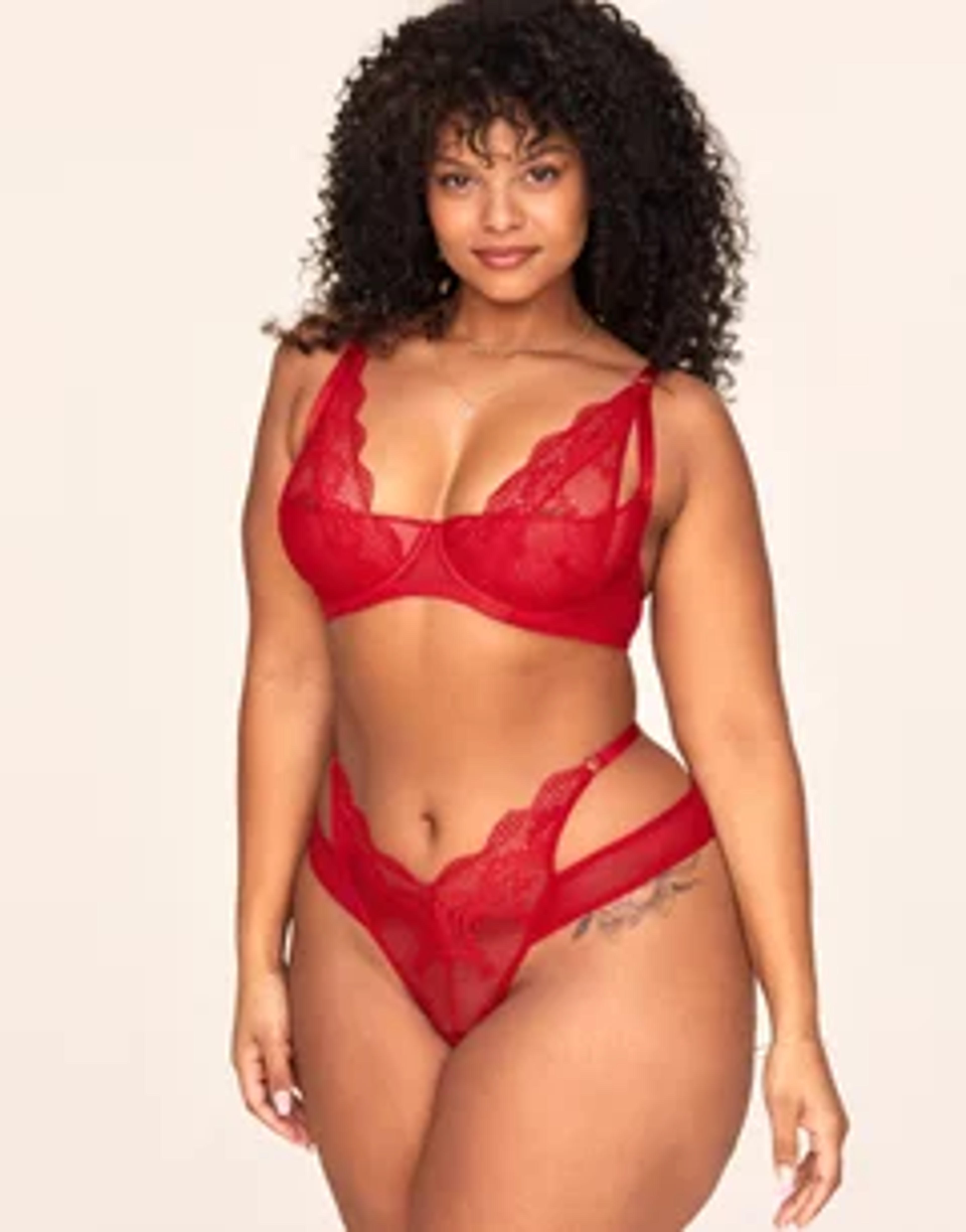 Kaia Unlined Plus Contour Bra & Panty Set Red