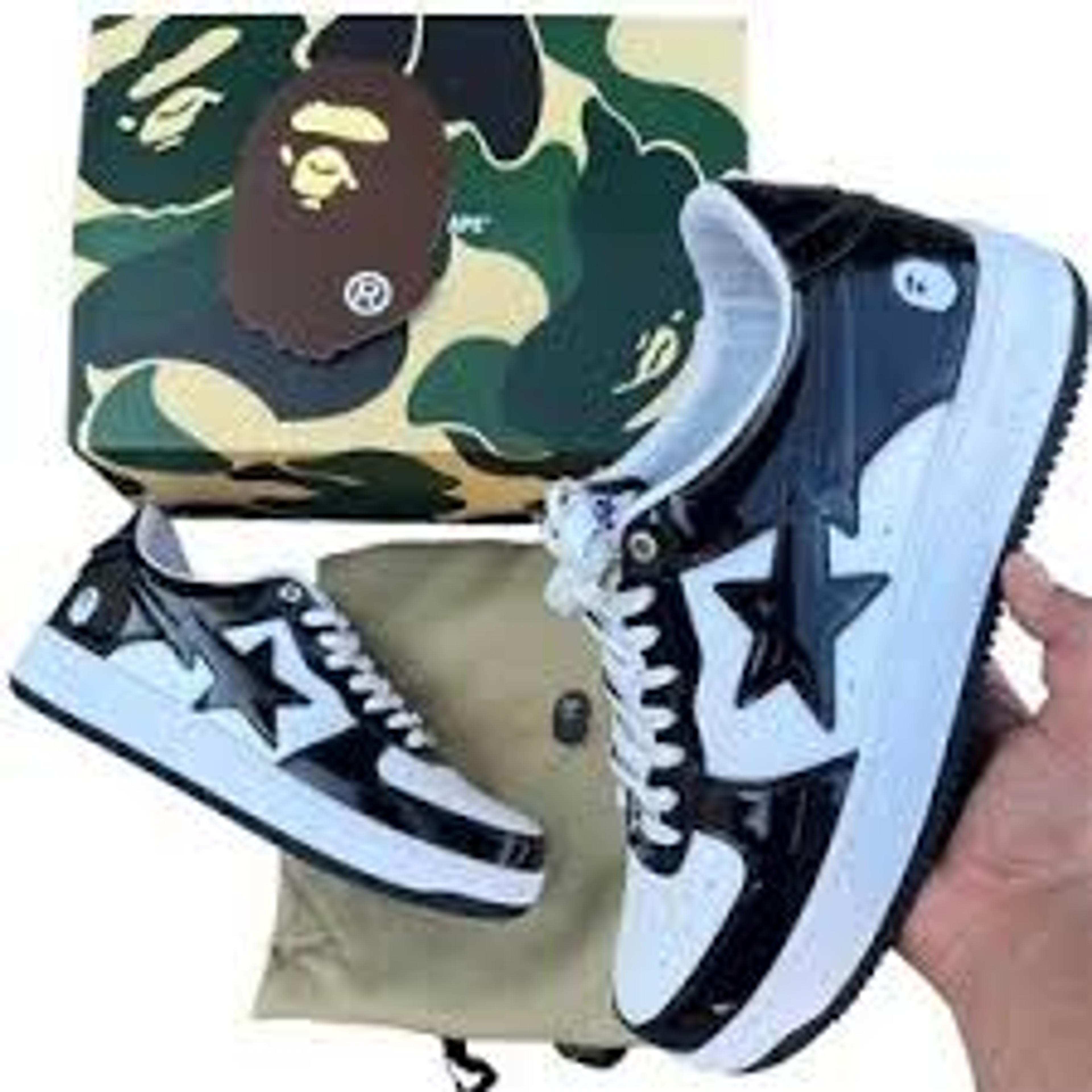 Bapesta size 12 black & white NEW