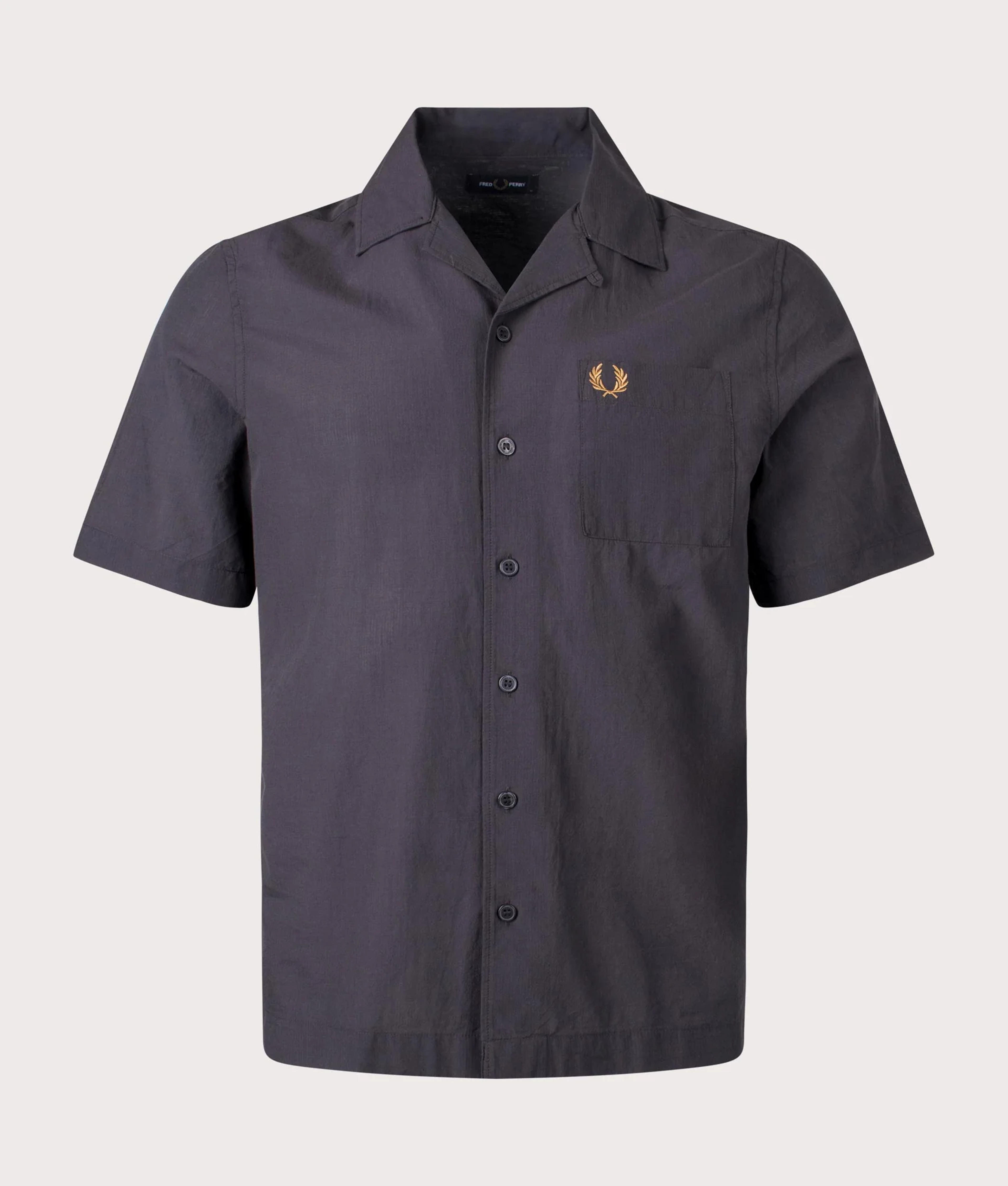 Lightweight Texture Revere Collar Shirt Anchor Grey | Fred Perry | EQVVS