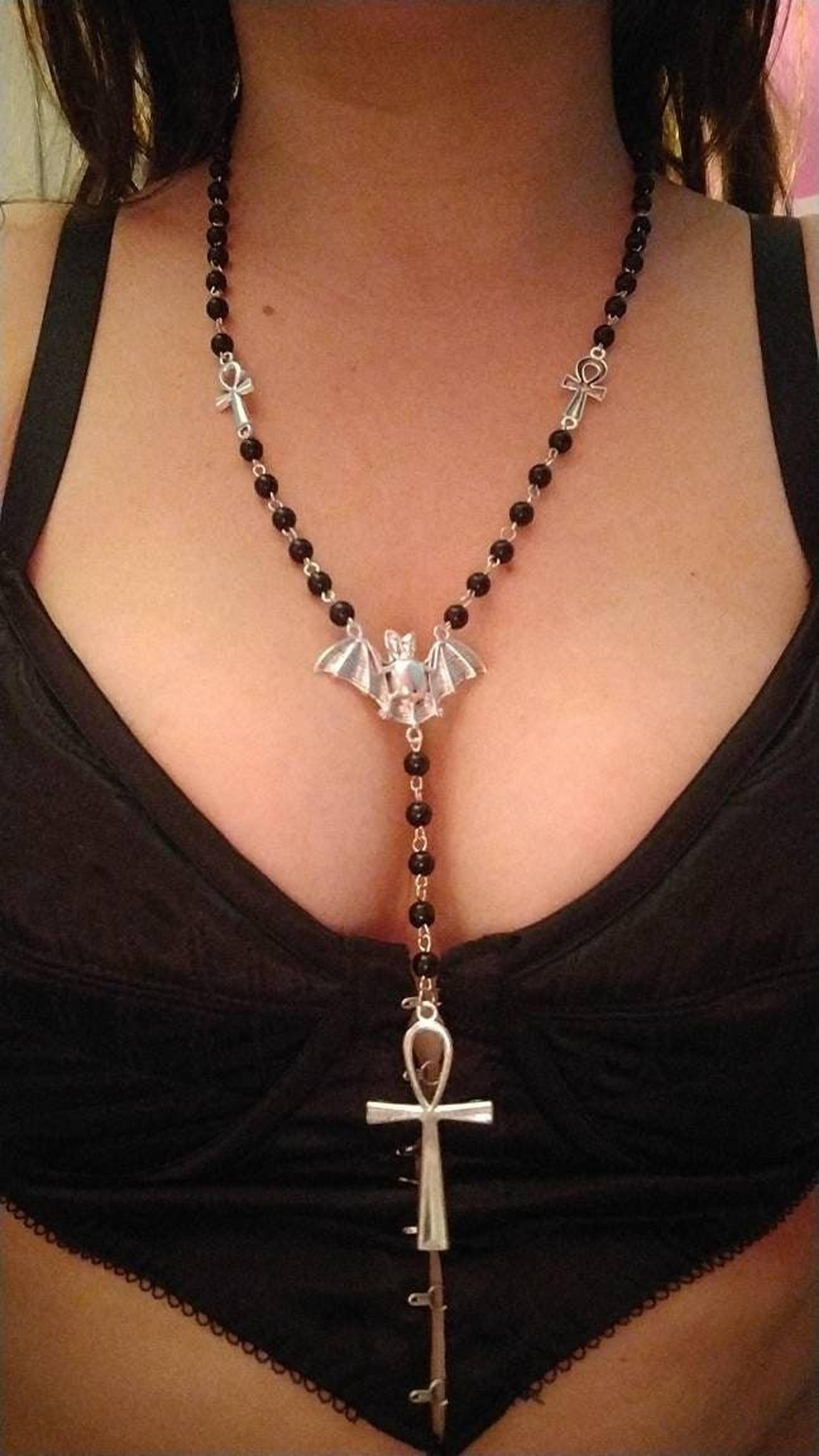 Vamp Rosary- chunky ankh version