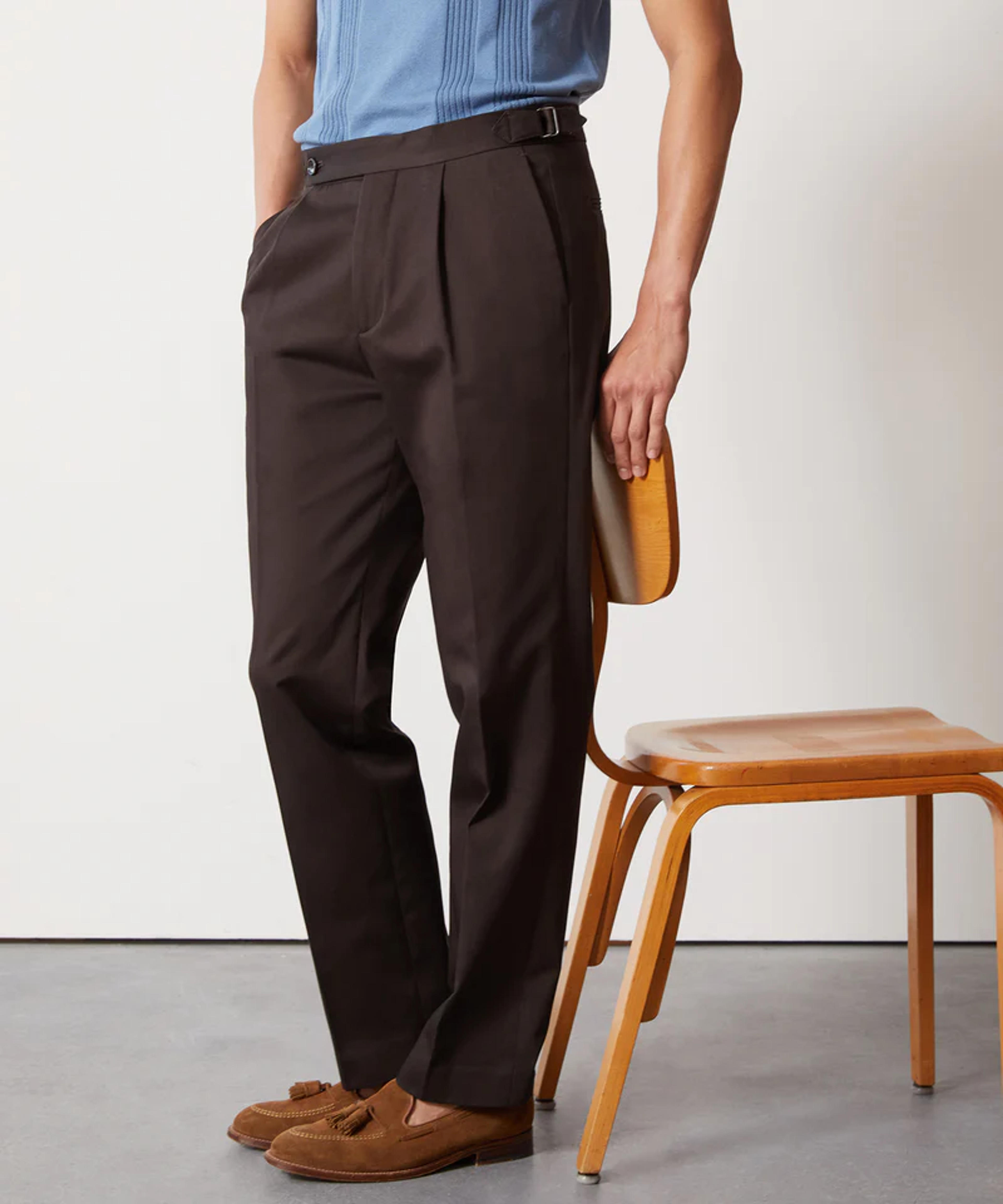 Lightweight Cotton Side Tab Trouser in Dark Chocolate - Todd Snyder