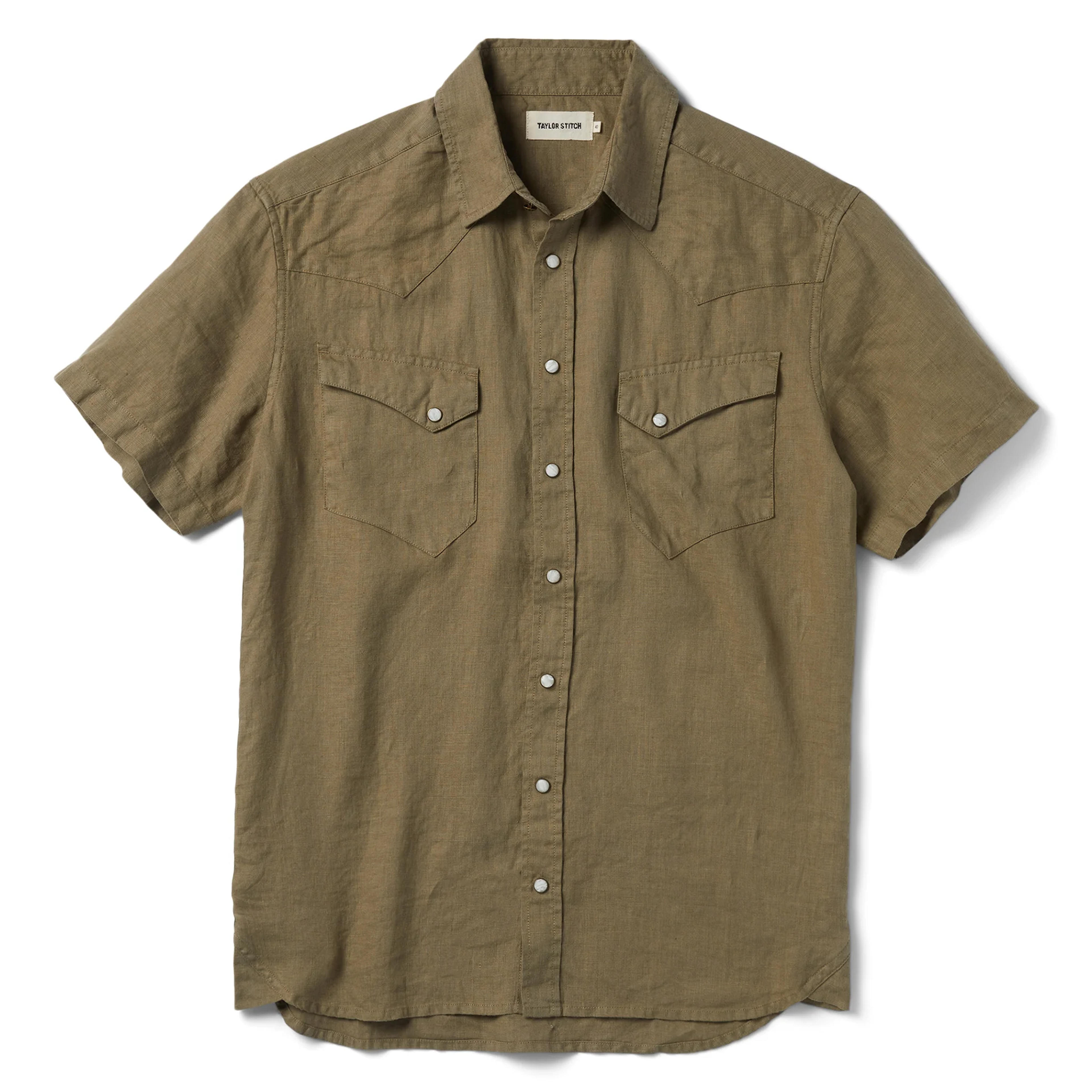 Taylor Stitch Short Sleeve Western (Olive Linen)