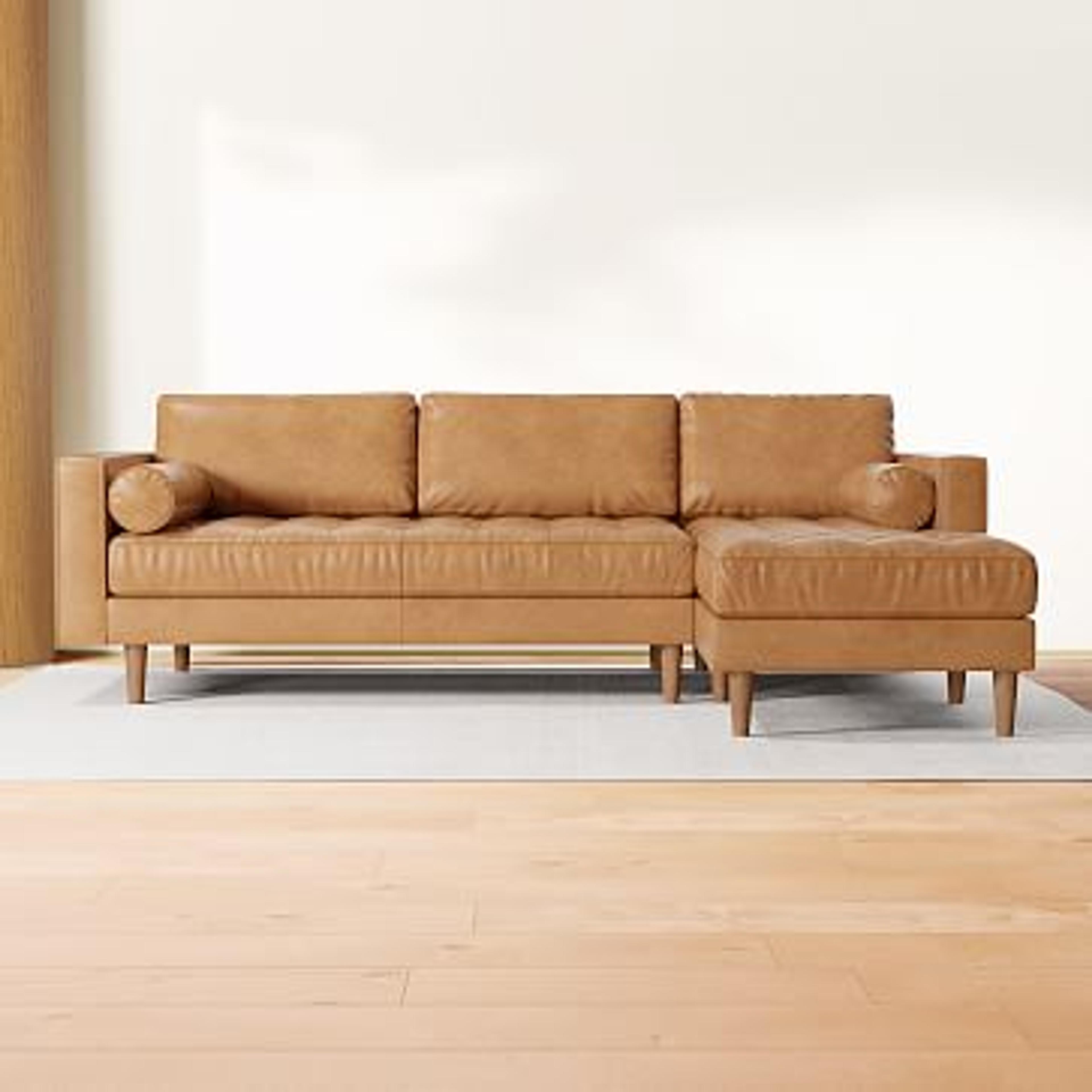 Dennes Leather 2 Piece Chaise Sectional | Sofa With Chaise | West Elm