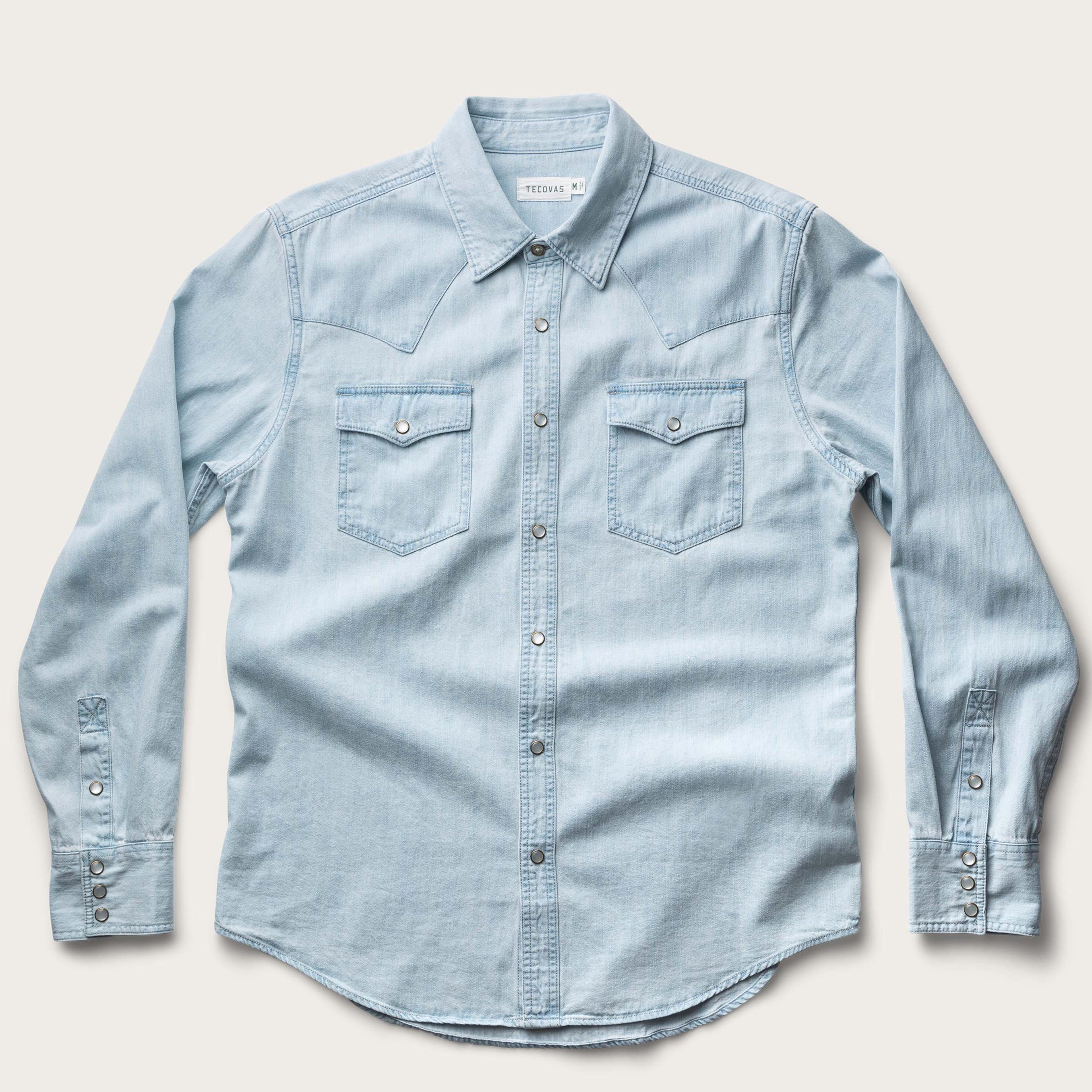 Denim Pearl Snap - Light Blue / L