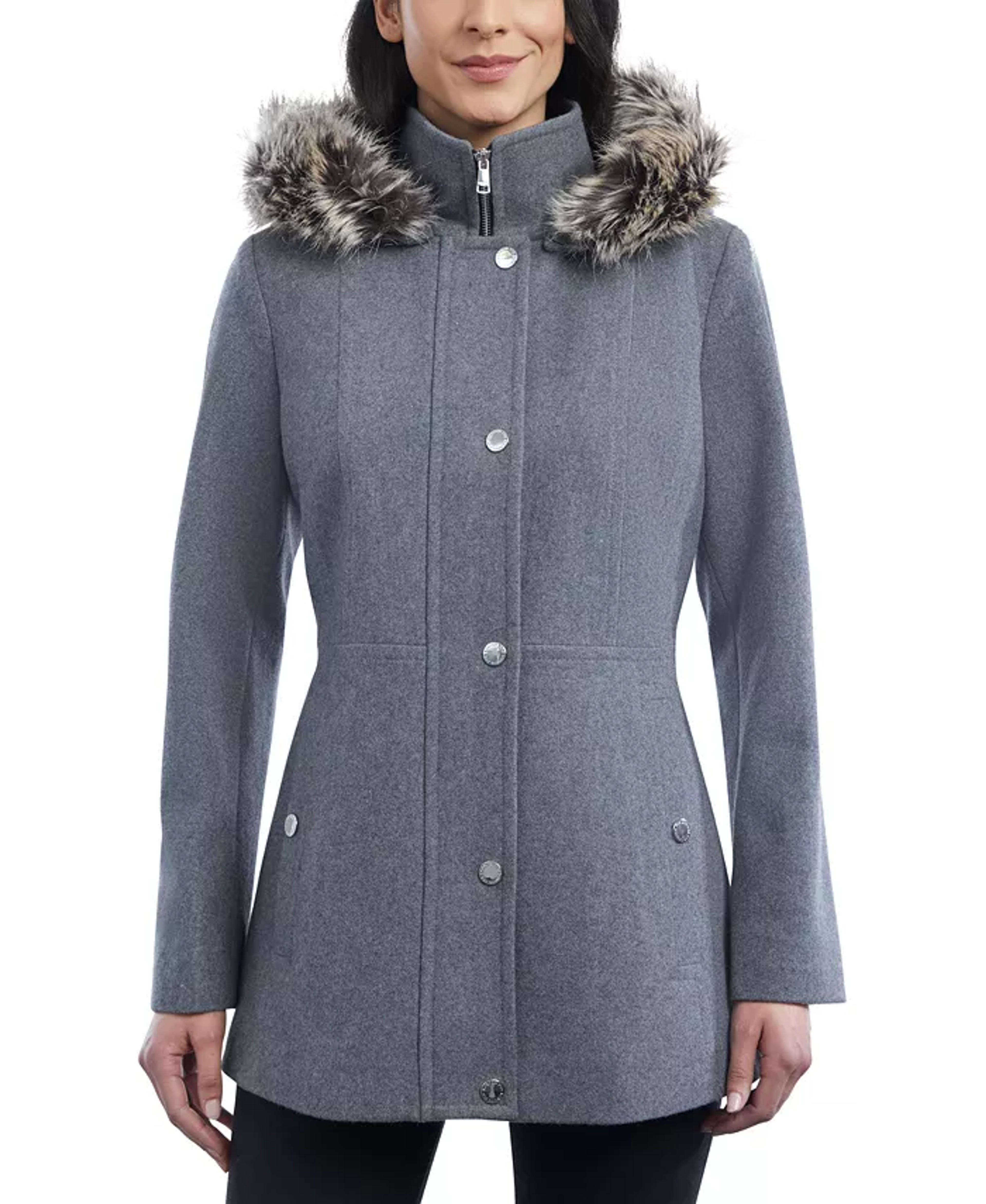 London Fog Women's Faux-Fur-Trim Hooded Walker Coat & Reviews - Coats & Jackets - Women - Macy's