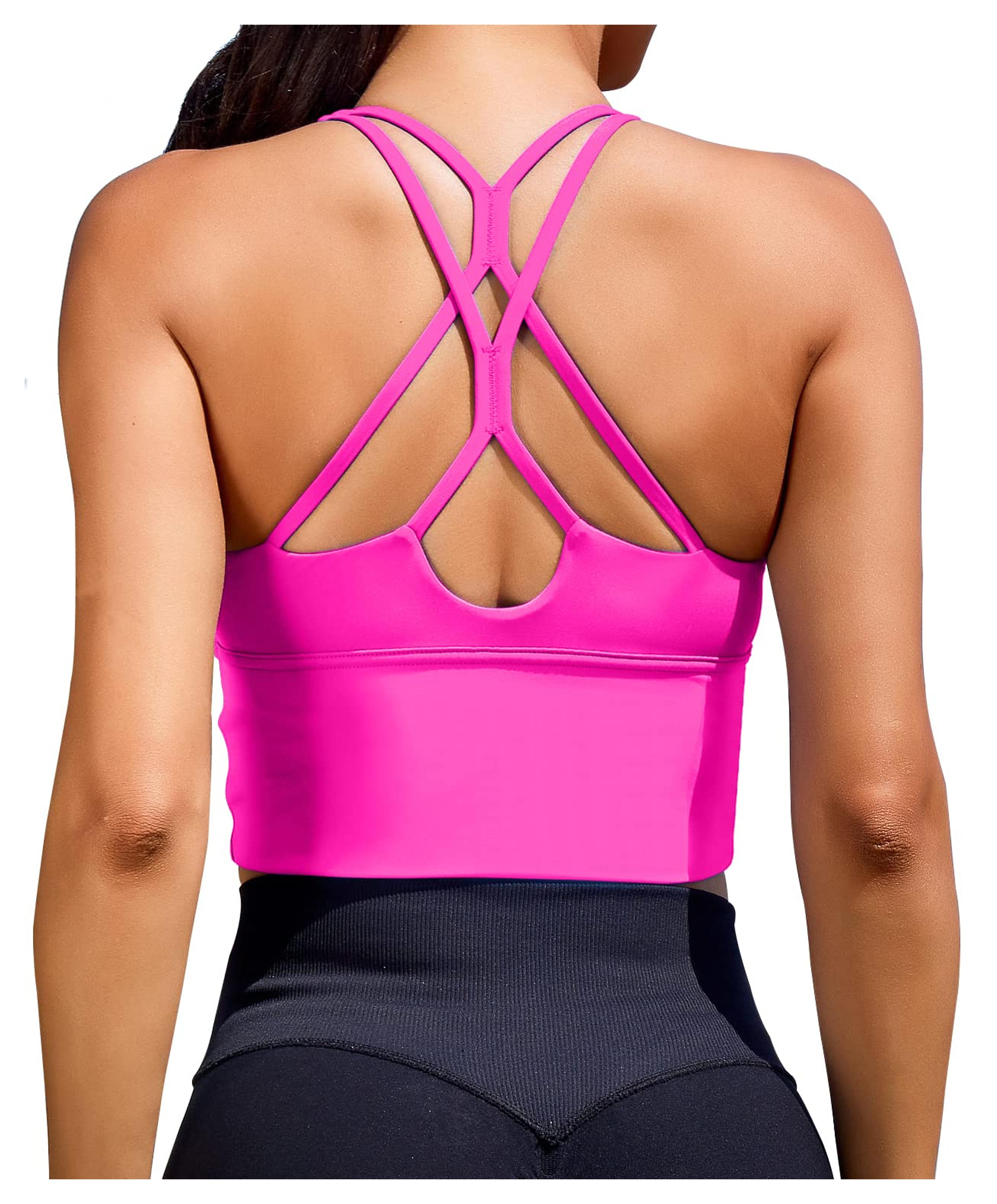 Women Sports Bras Longline Fitness Crop Tops Tank Gym Camisole Yoga Workout Running Shirts