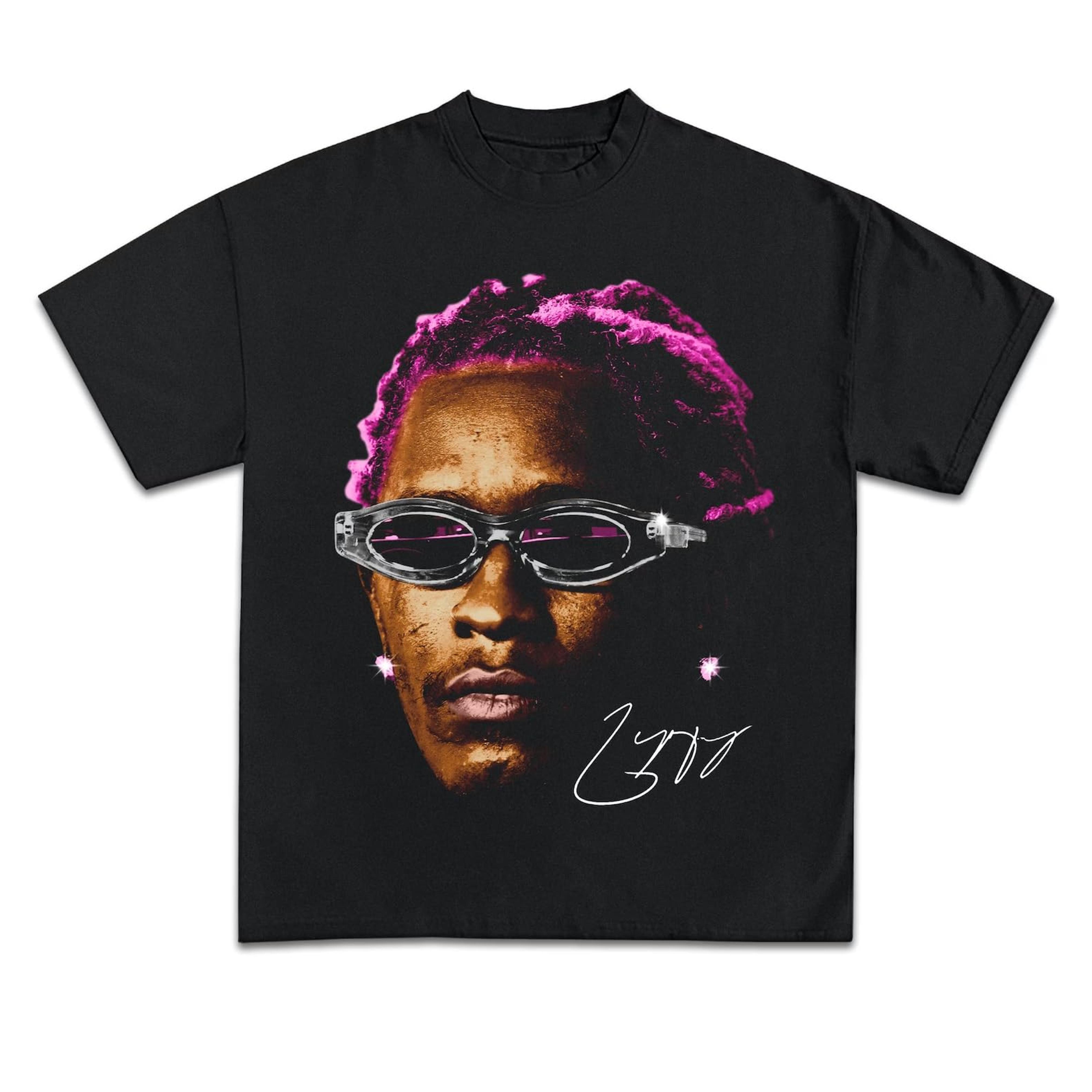 Young Thugs Graphic T-Shirt, Young Thugger Face Pink Hair Vintage 90s Rap Tee Merch T-Shirt for Men Women - Pink Hair