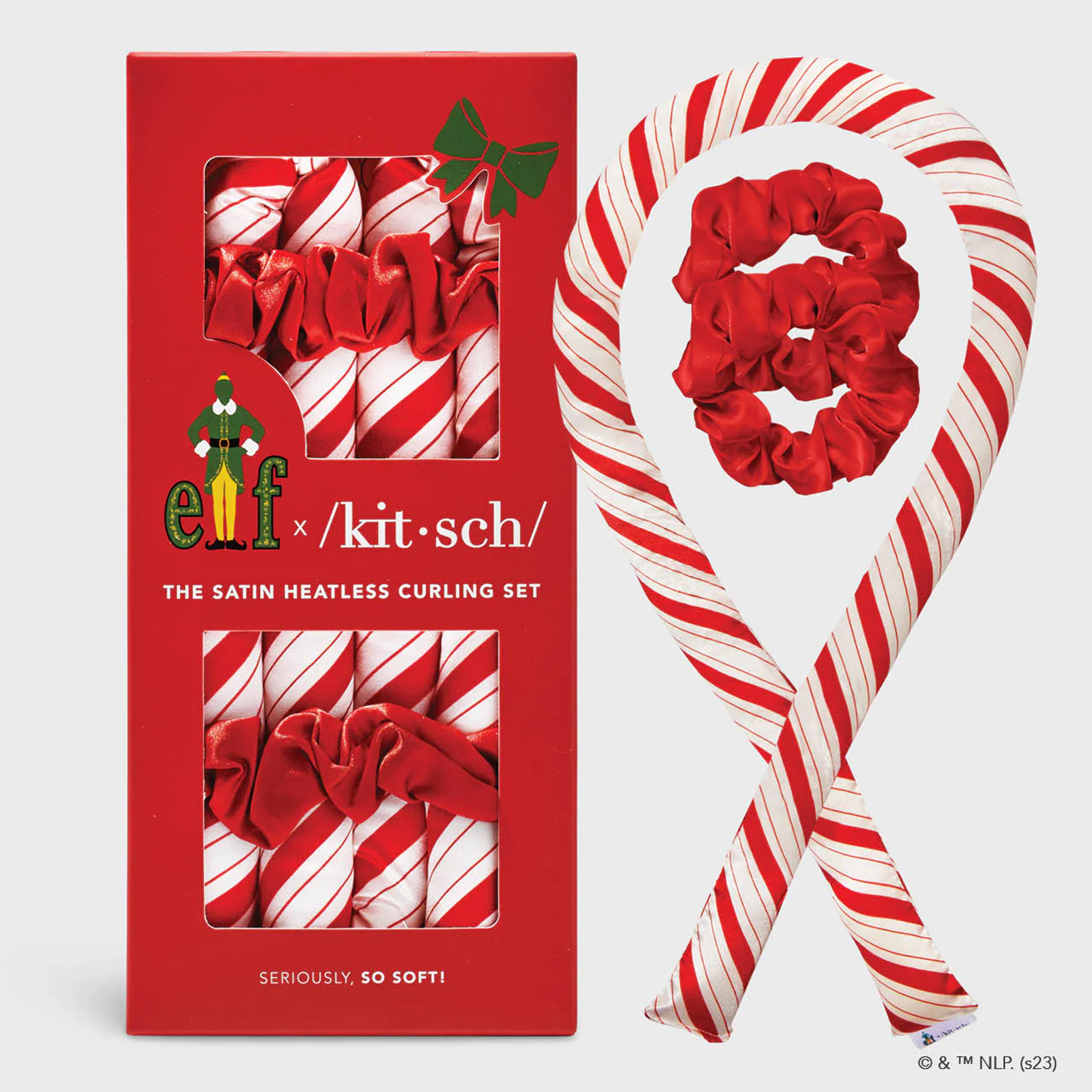 elf x Kitsch Satin Heatless Curling Set - Candy Cane