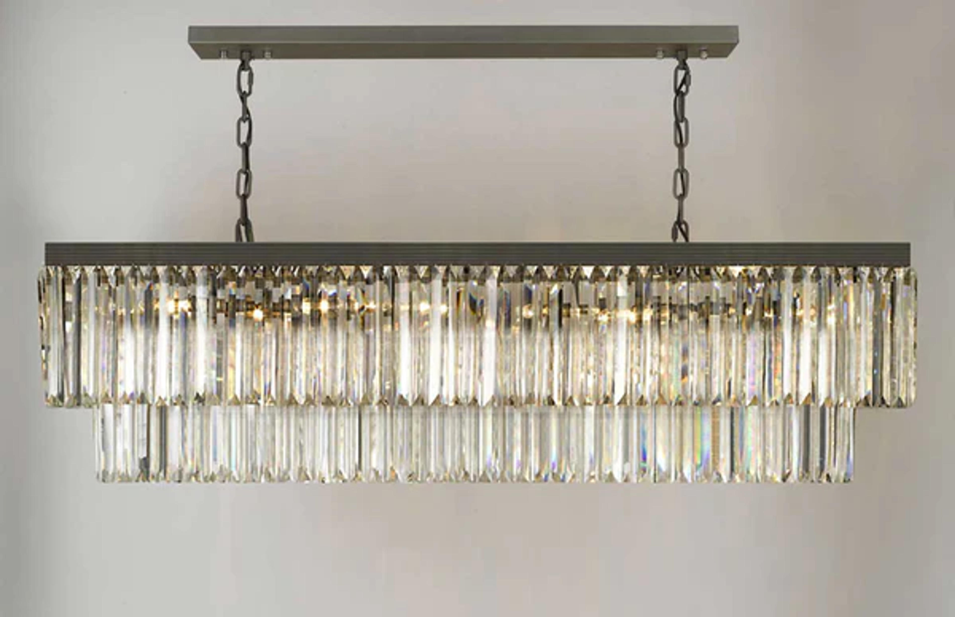 Retro Palladium Glass Fringe Rectangular Chandelier Chandeliers Lighti – Gallery Home Lighting