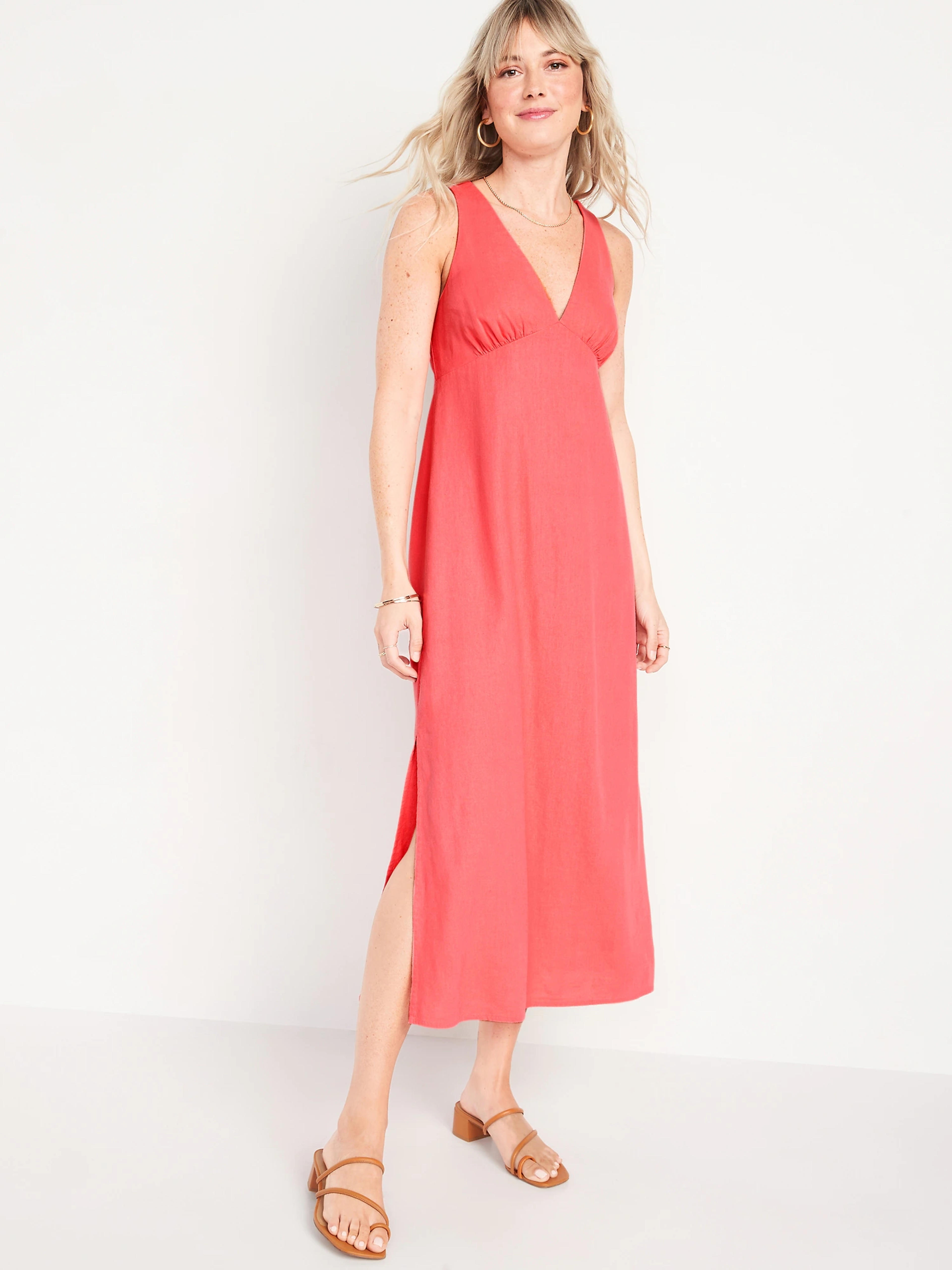 Sleeveless V-Neck Tie-Back Smocked Maxi Shift Dress for Women | Old Navy