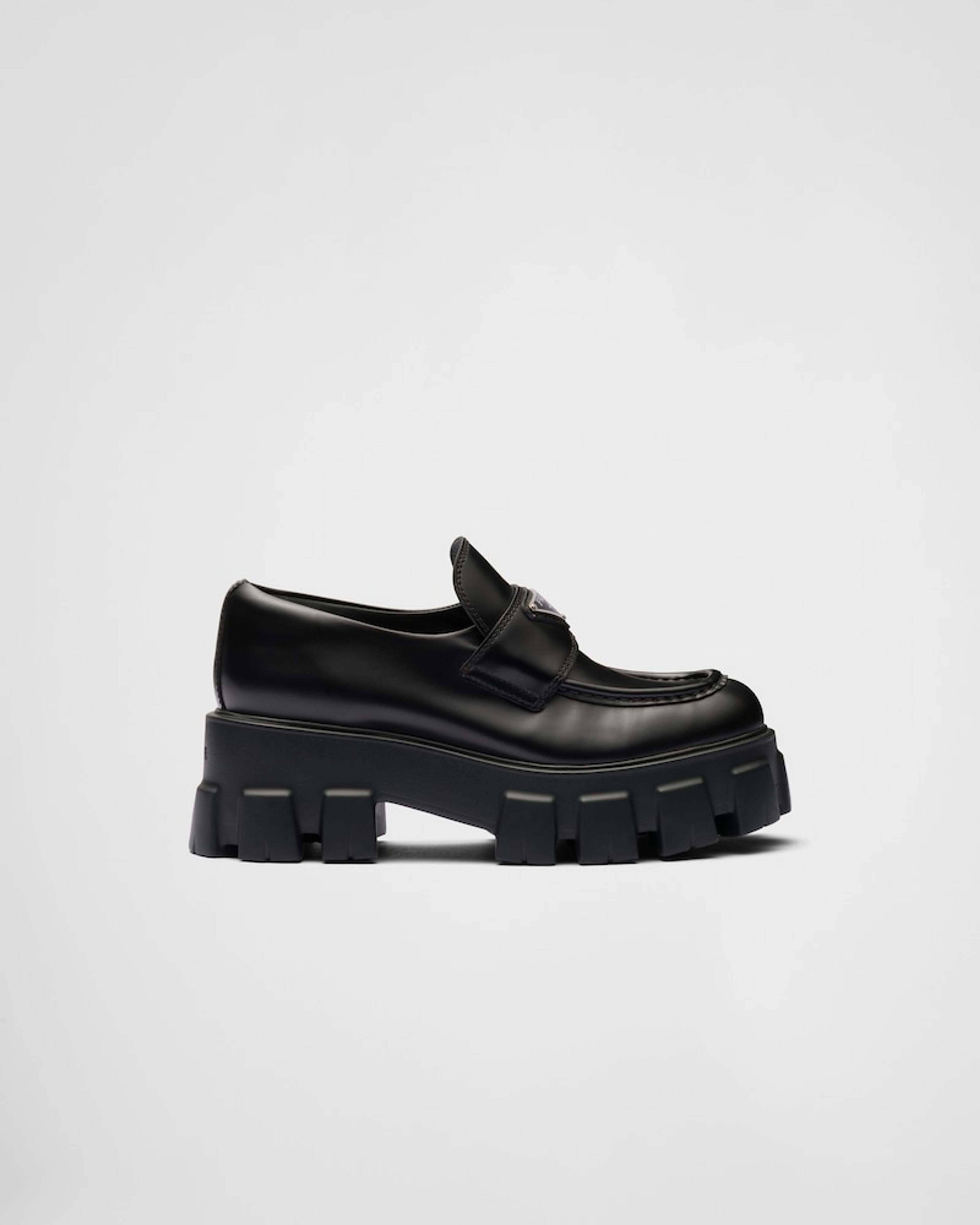 Black Brushed leather Monolith loafers | Prada