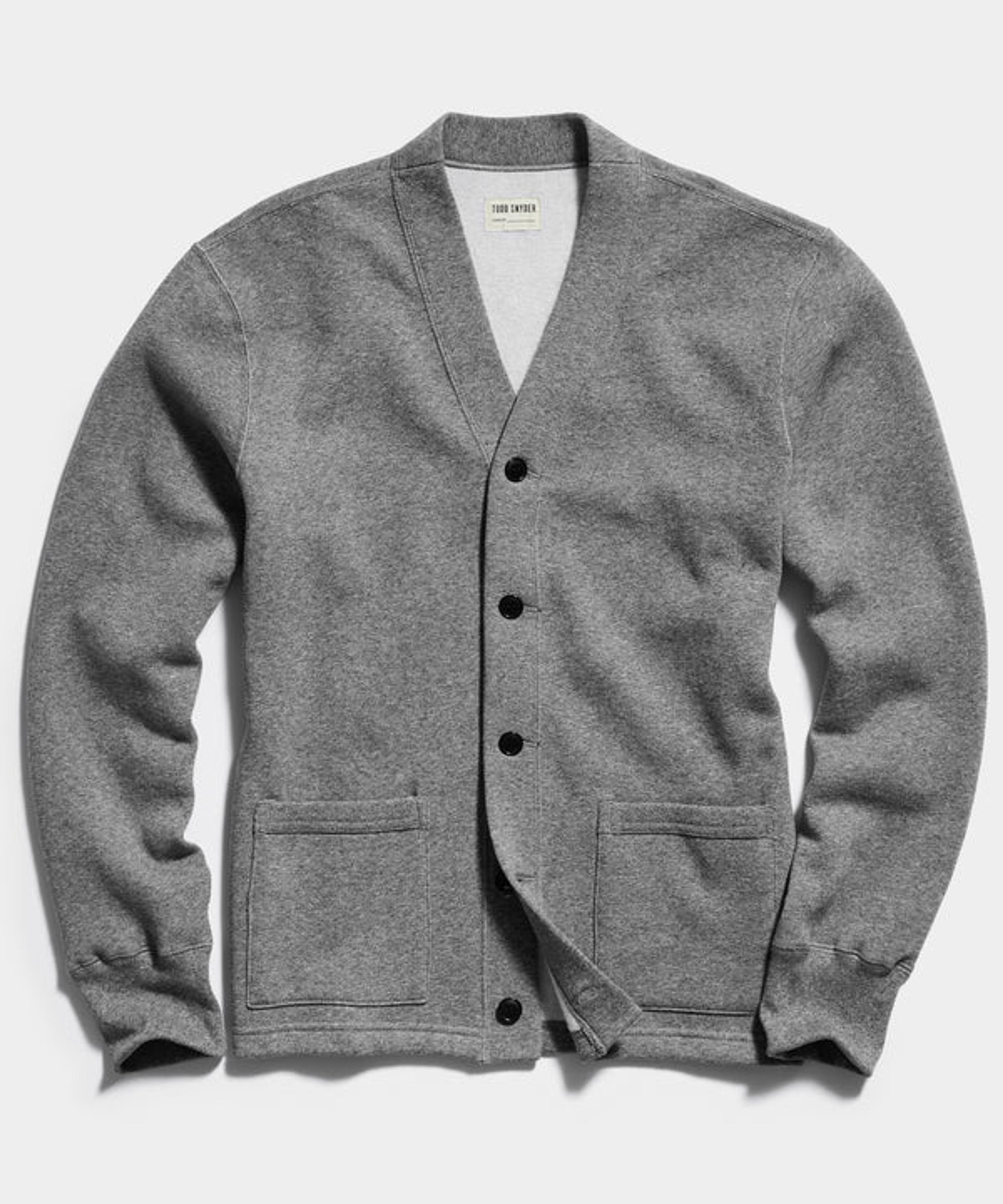 Issued By: The Garment Dyed Cardigan Sweatshirt in Salt and Pepper