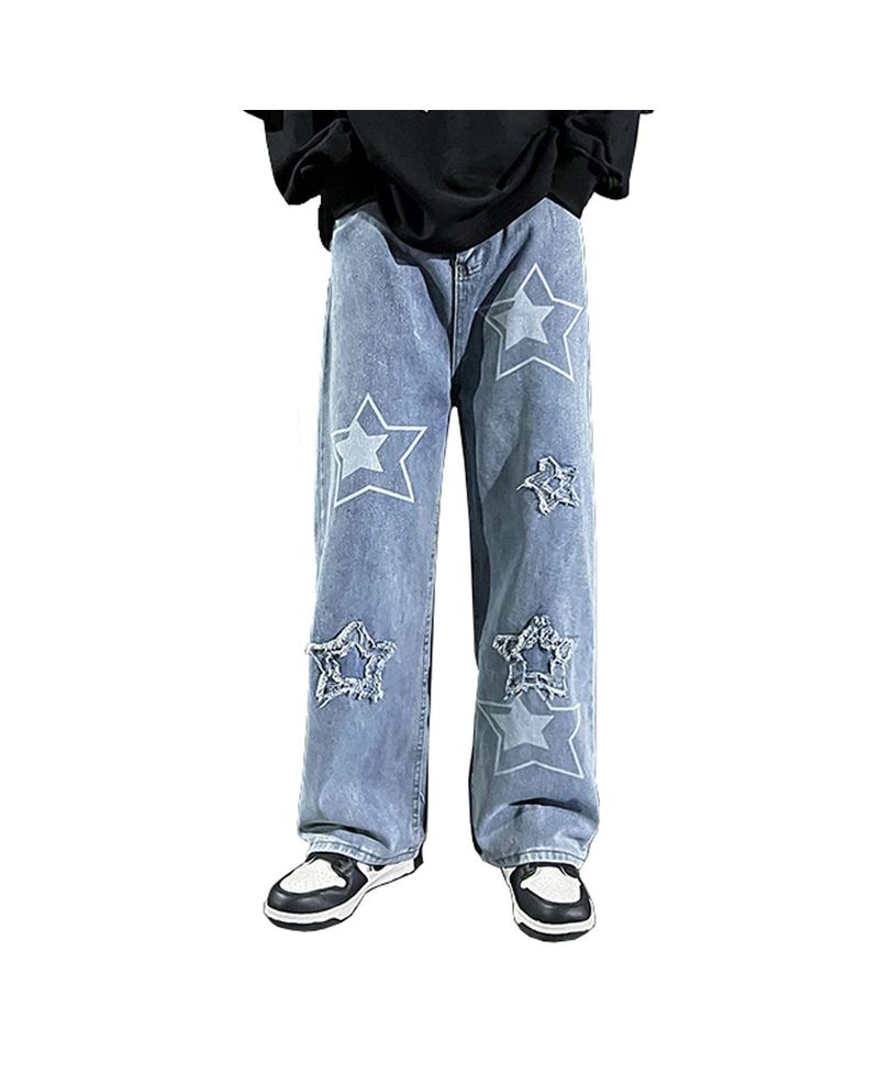 Dcepem Y2k Jeans Mens Aesthetic Baggy Hip Hop Pants Straight Leg Denim  Loose Goth Y2k Fashion Streetwear 4