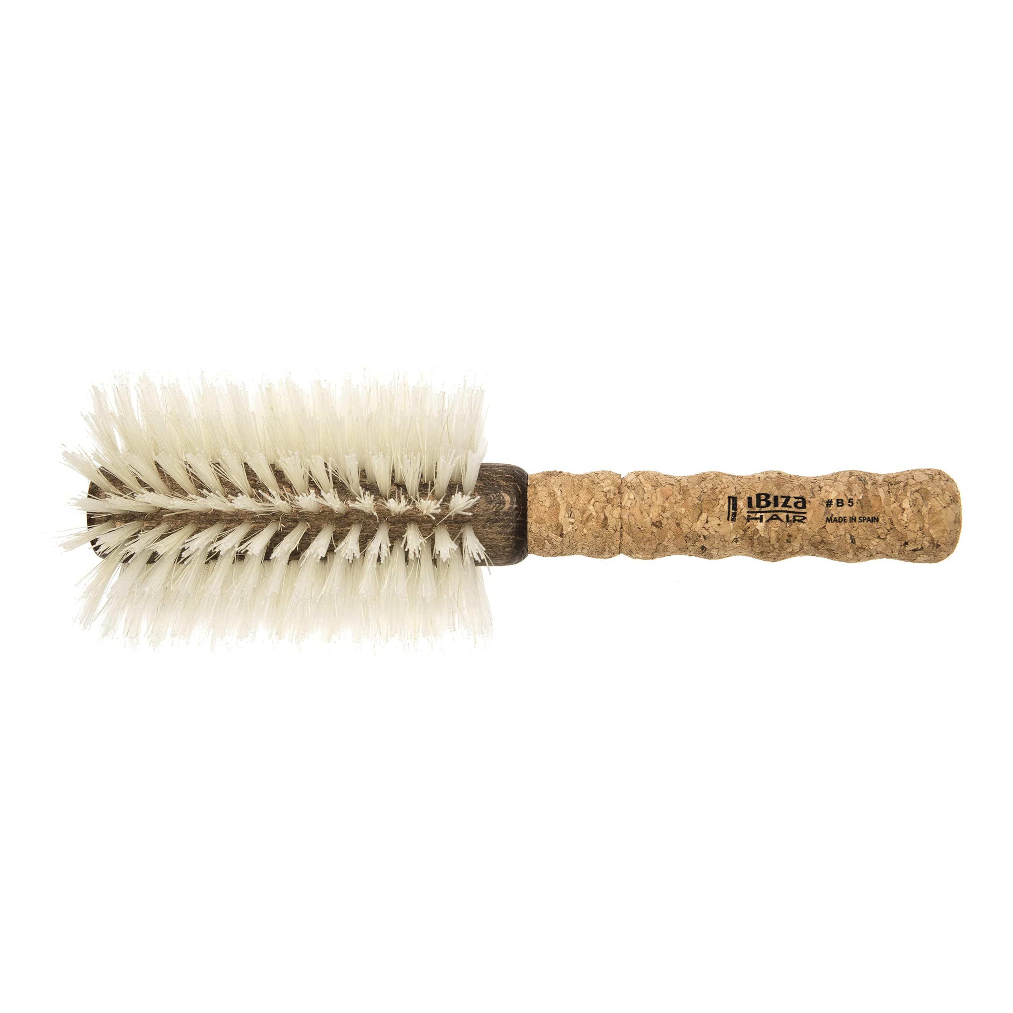 Amazon.com: Ibiza Hair Professional Round Boar Hair Brush (B5, 80mm), Blonde Bristles with a Cork Handle, For Color Treated & Fine Hair, Soft Curls, Big Volume & Large Sections, Add Texture & Shine for Long Hair : Beauty & Personal Care