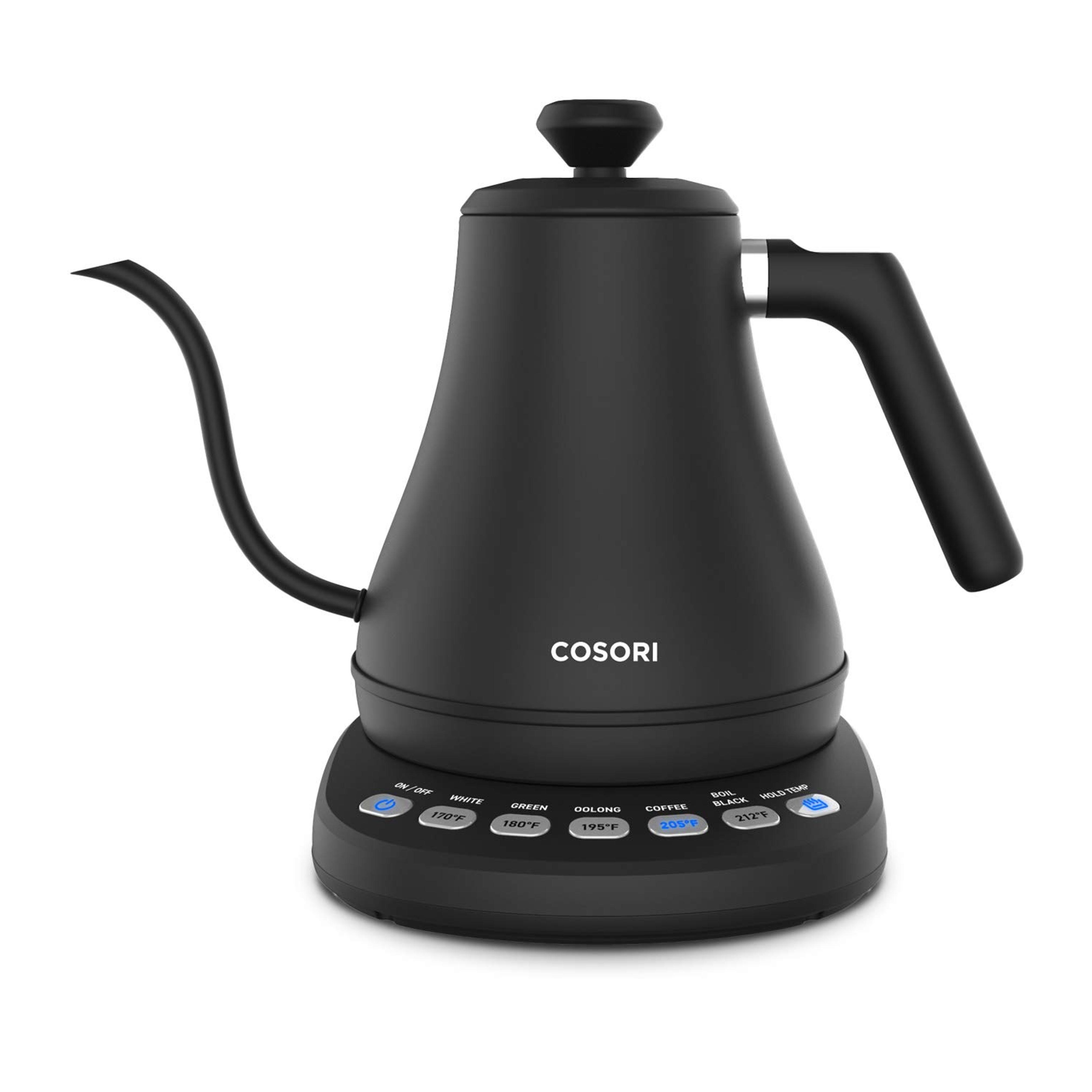 COSORI Electric Kettle Gooseneck with Temperature Control, 5 Presets Electric Tea Kettle & Pour Over Coffee Kettle, Stainless Steel, Ultra Fast, Auto Shutoff Boil-Dry Protection, 0.8L, Matte Black