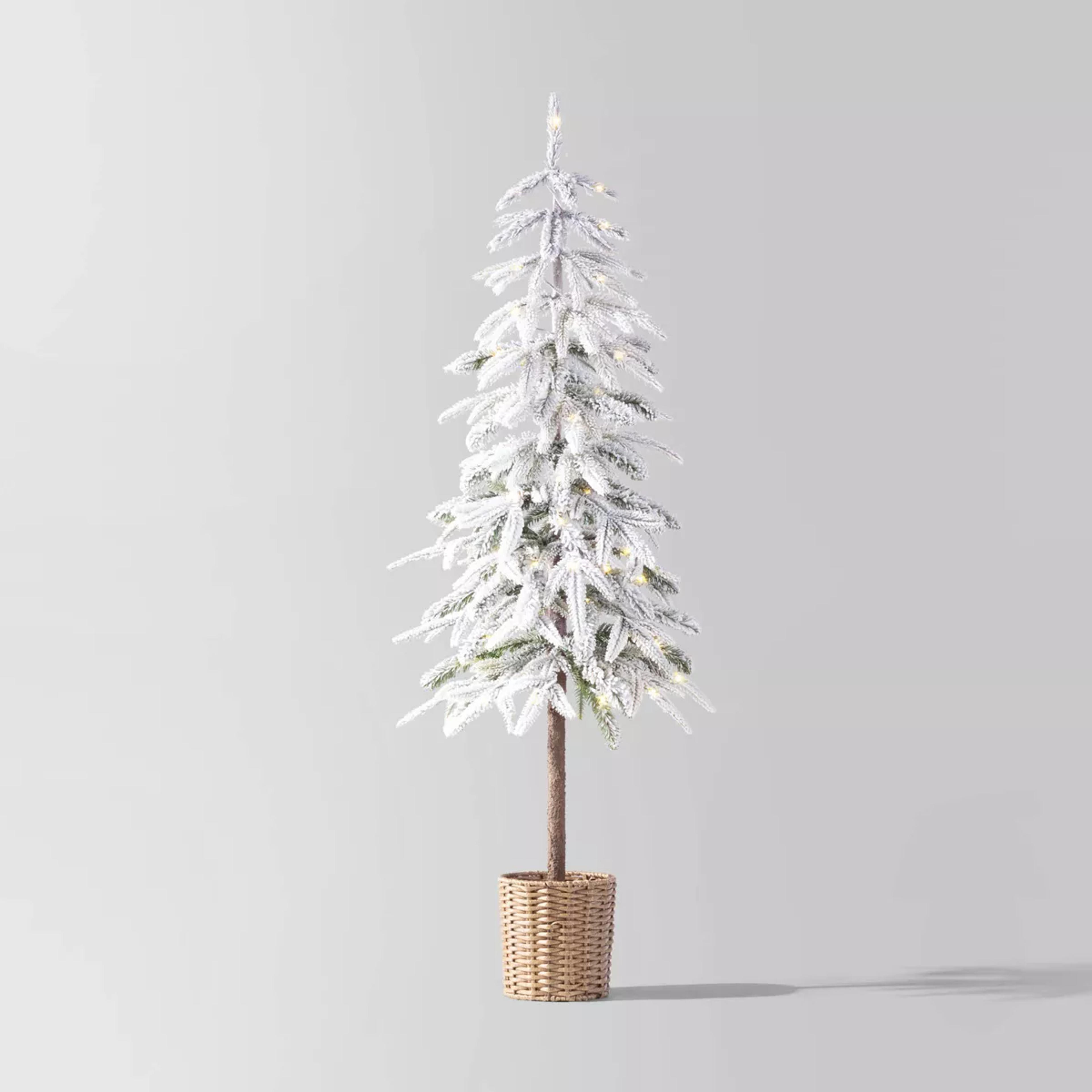 Pre-lit Led Dewdrop Downswept Flocked Balsam Fir With Basket Artificial Christmas Tree Warm White Lights - Wondershop™ : Target