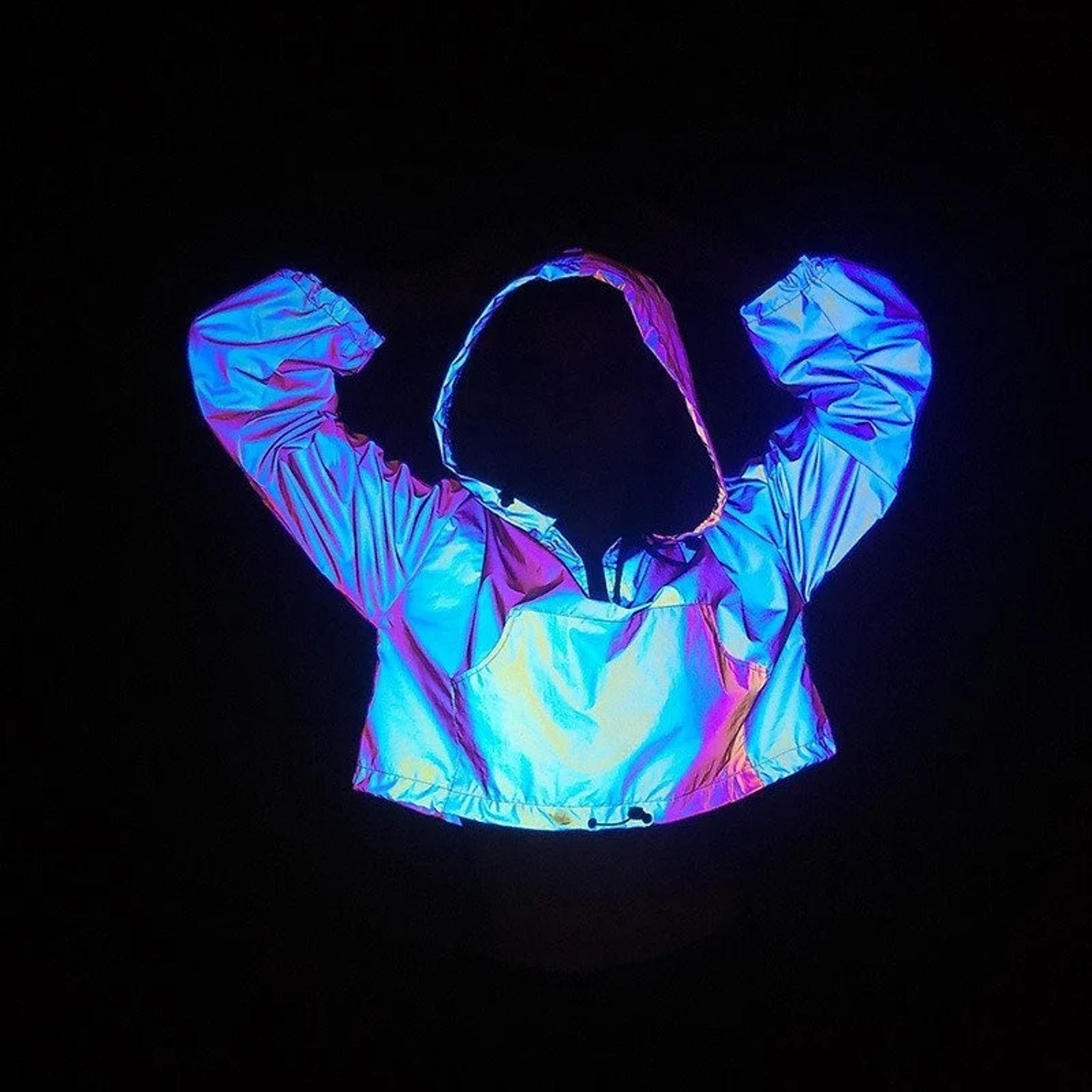 Holographic Reflective Neon Blue Hoodie Rave Clothing for - Etsy