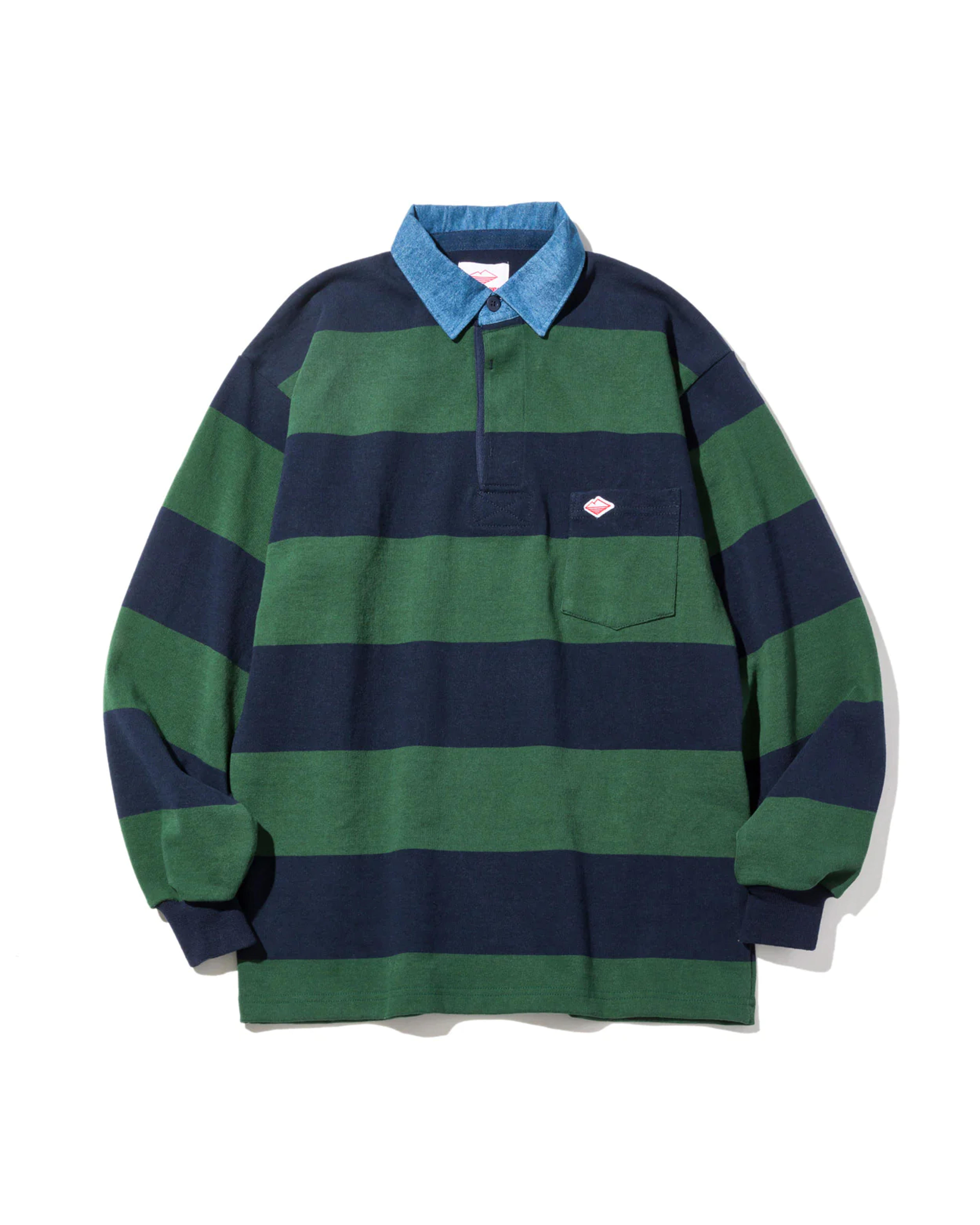 Pocket Rugby Shirt / Green x Navy Stripe – Battenwear