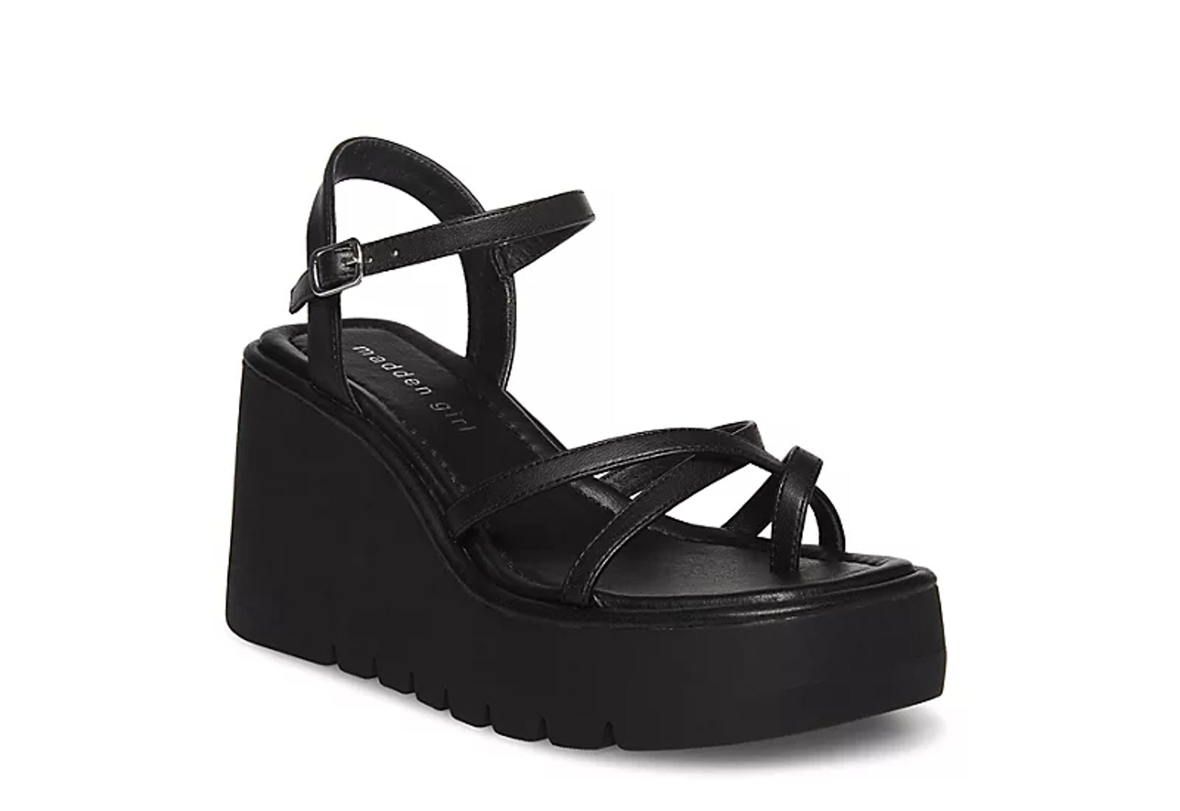 BLACK MADDEN GIRL Womens Vaultt Wedge Sandal