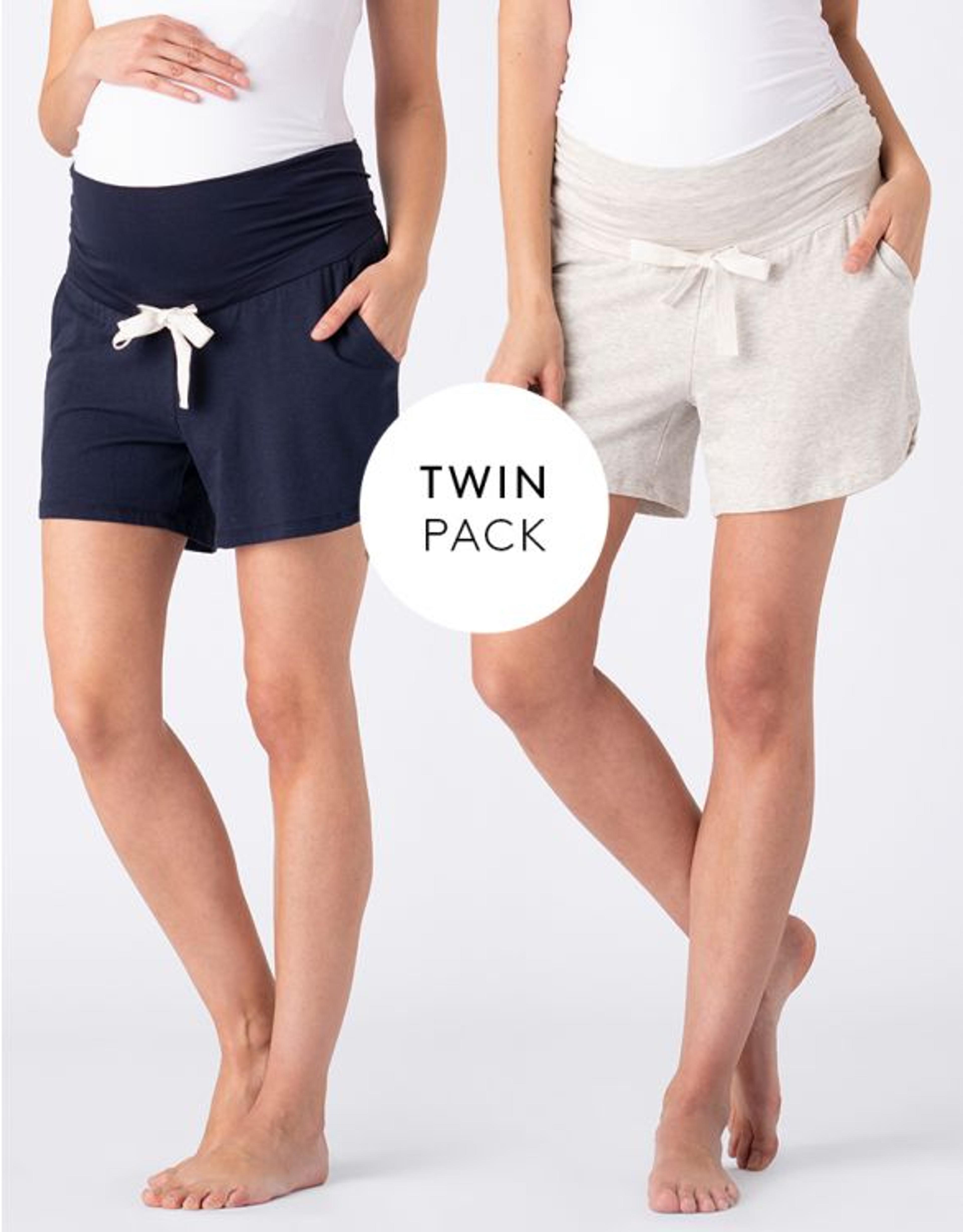 Two Pack Essential Jersey High Waist Maternity to Nursing Shorts