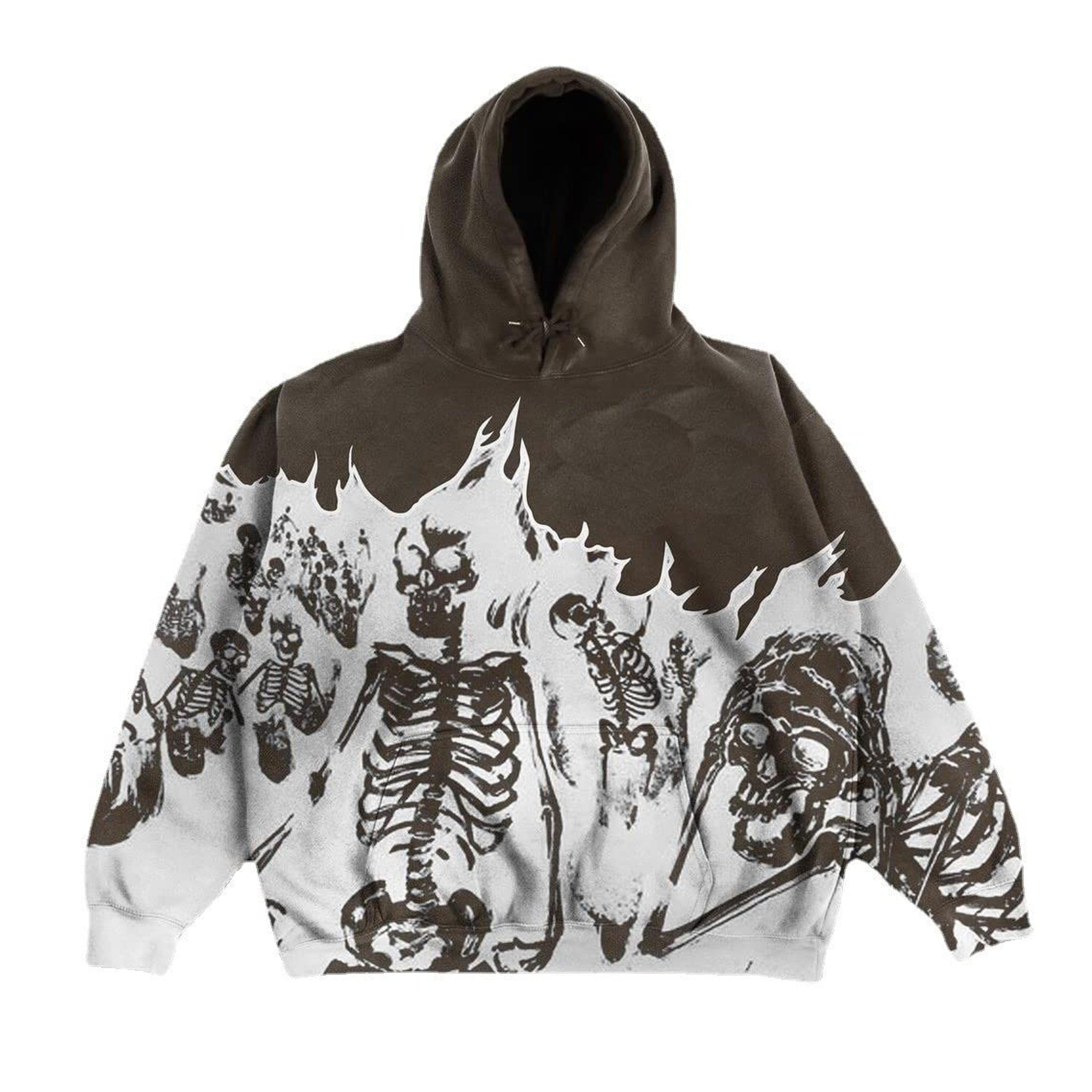 y2k Fashion Skeleton Graphic Hip Hop Sweatshirt Sweater For Men and Crop Vintage Clothes Zip up Hoodies For Women