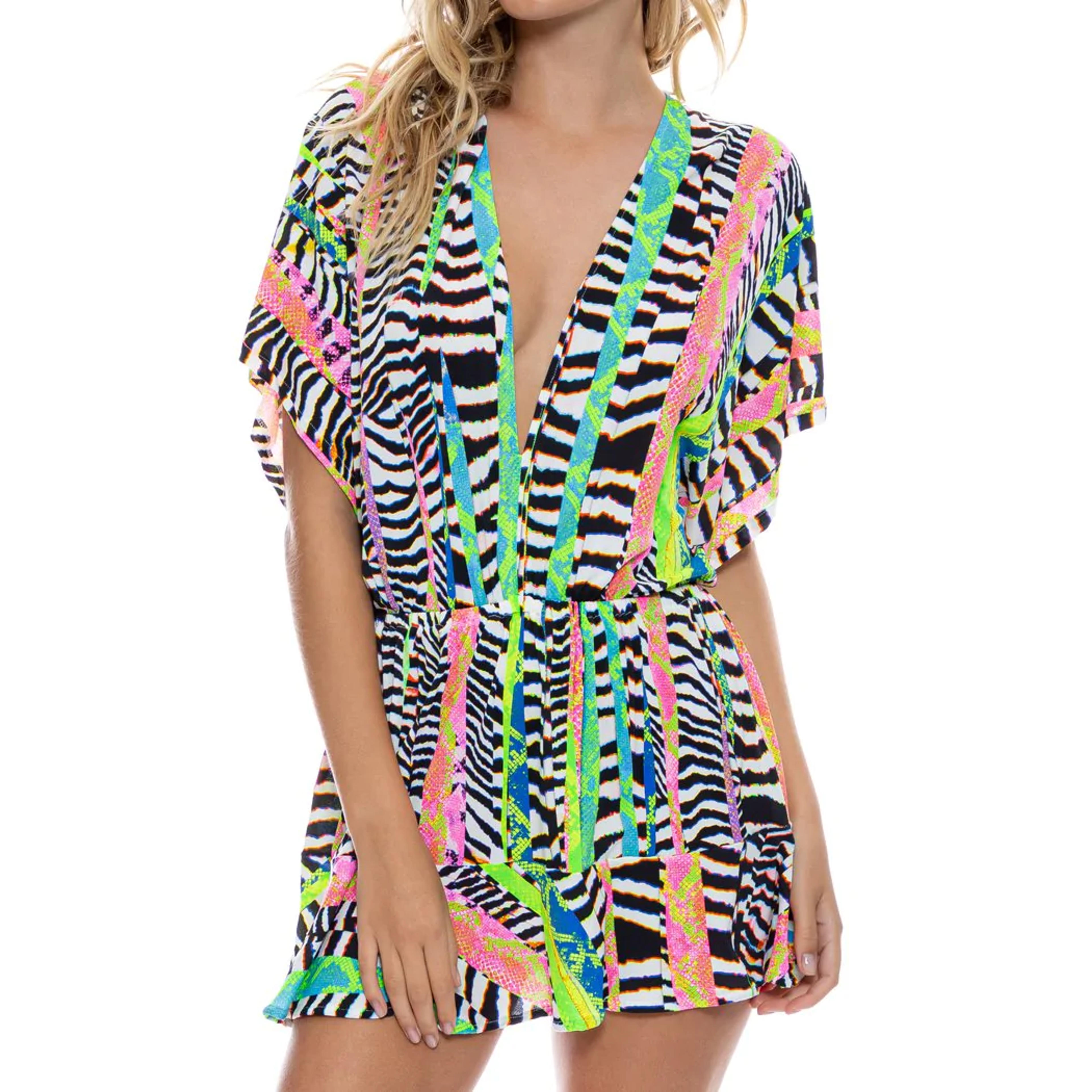 LULI DISCO - Playera V Neck Ruffle Dress