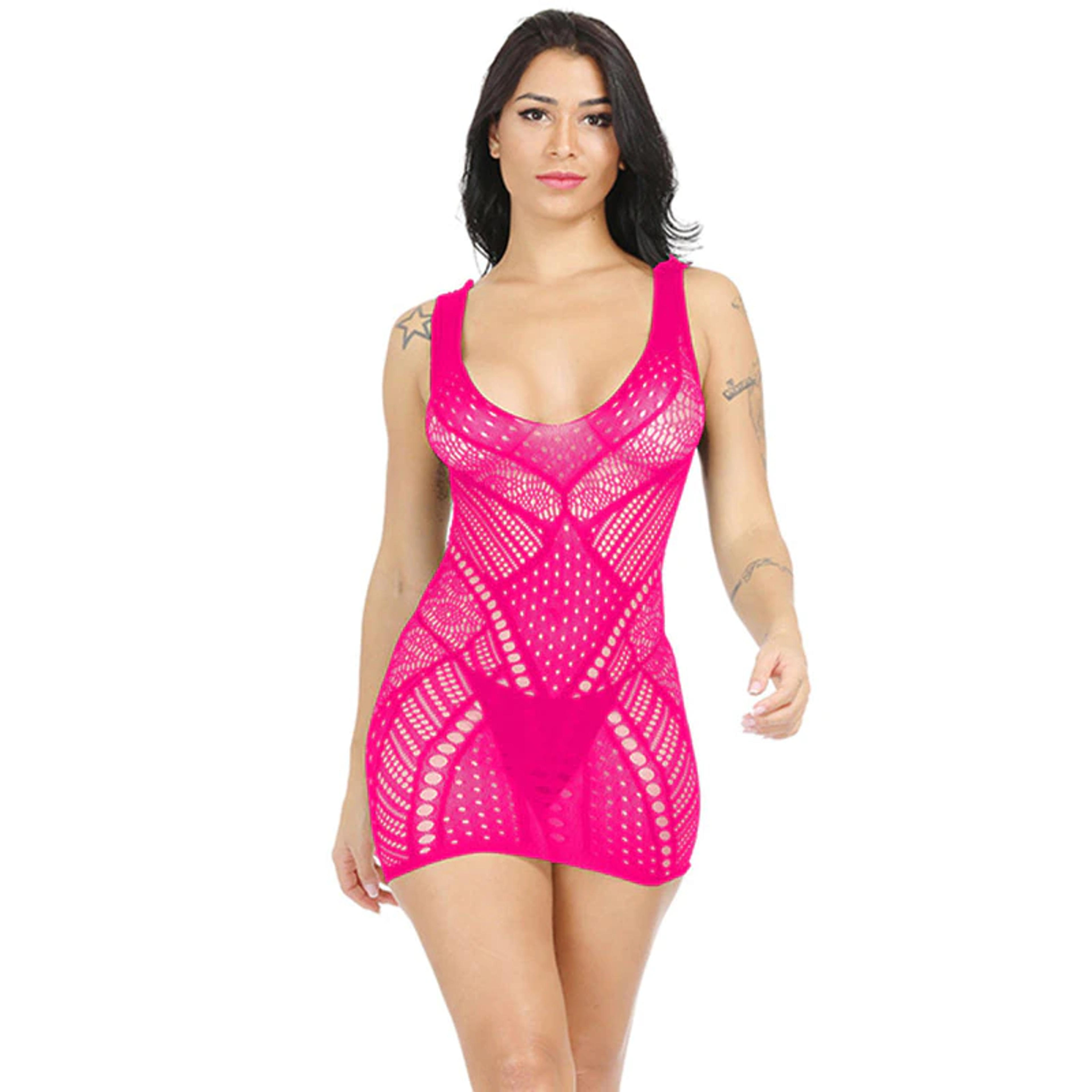 Sexy Women Mini Dresses Party Club Wear Sleeveless Bodycon Dress Hollow Out Mesh Fishnet Neon Dress Female Green Red Vestidos|Dresses| - AliExpress