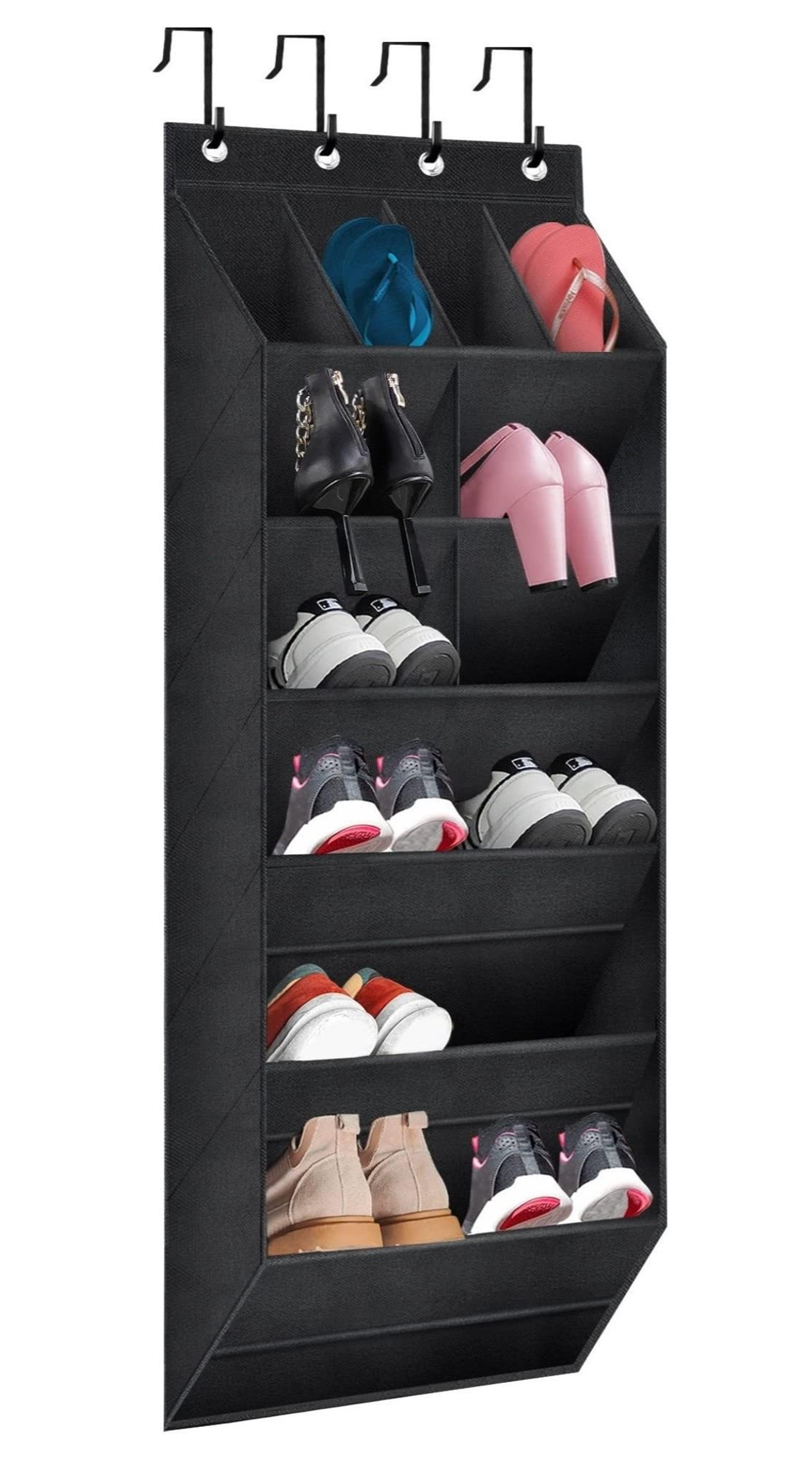 Amazon.com: TIOYOTY Over The Door Shoe Organizer, 2 Pack Hanging Organizer with Large Deep Pockets, Rack for Closet and Dorm Narrow Door, Holder Black : Home & Kitchen
