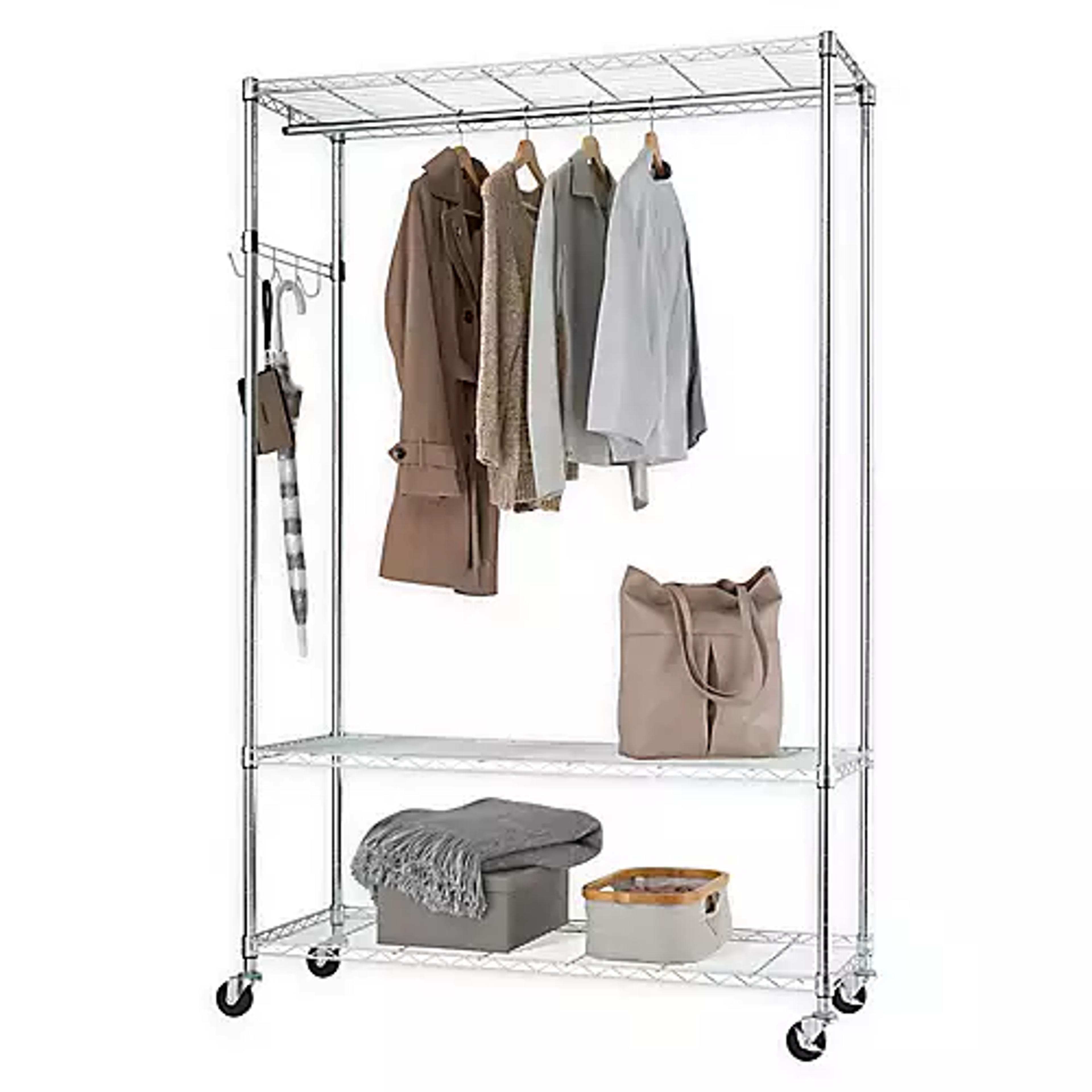 Trinity EcoStorage&trade; 3-Tier Mobile Garment Rack in Silver